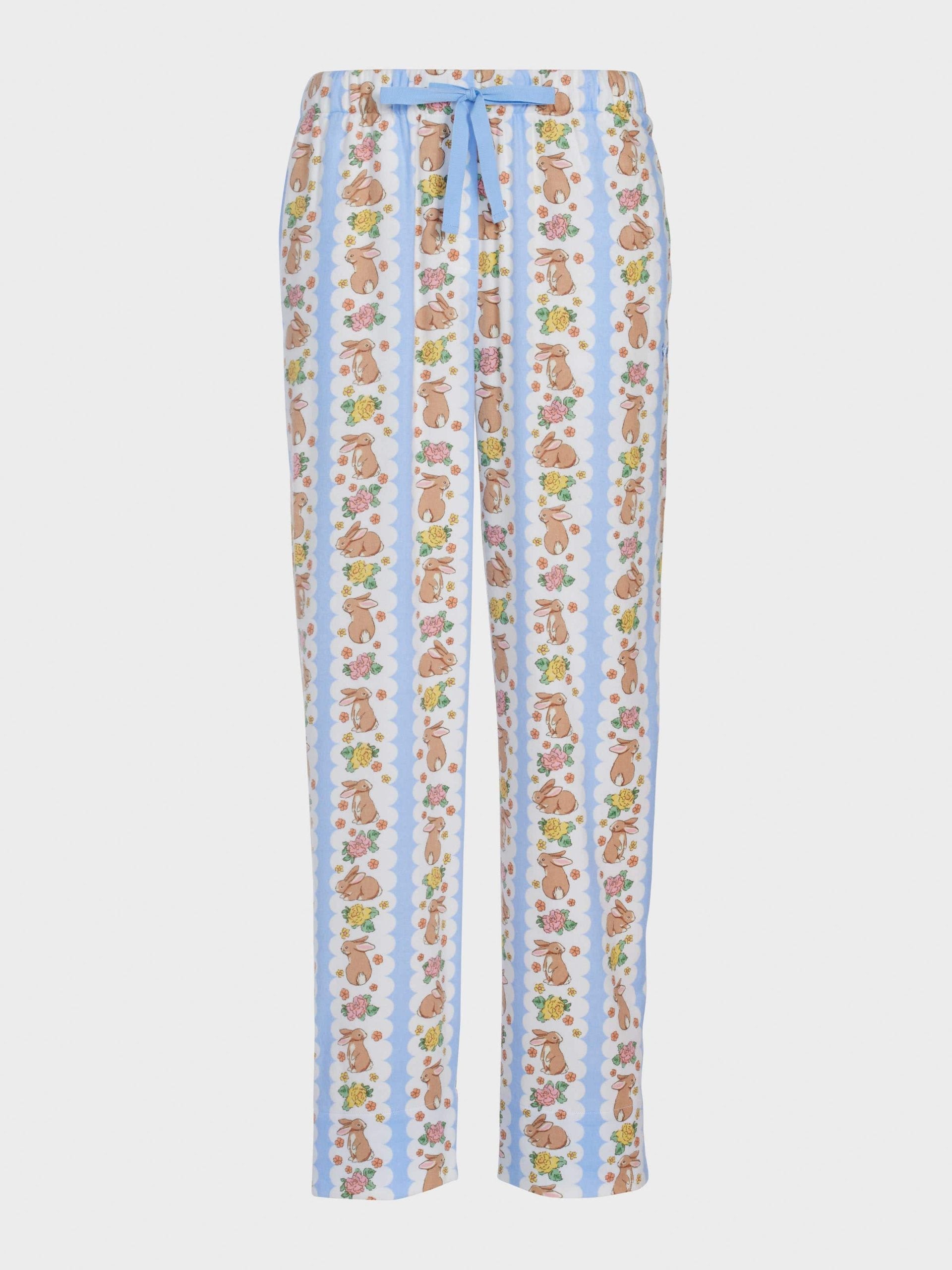 Lilac Bunny Bamboo Flannelette Long Roll Up Pj Pant multi