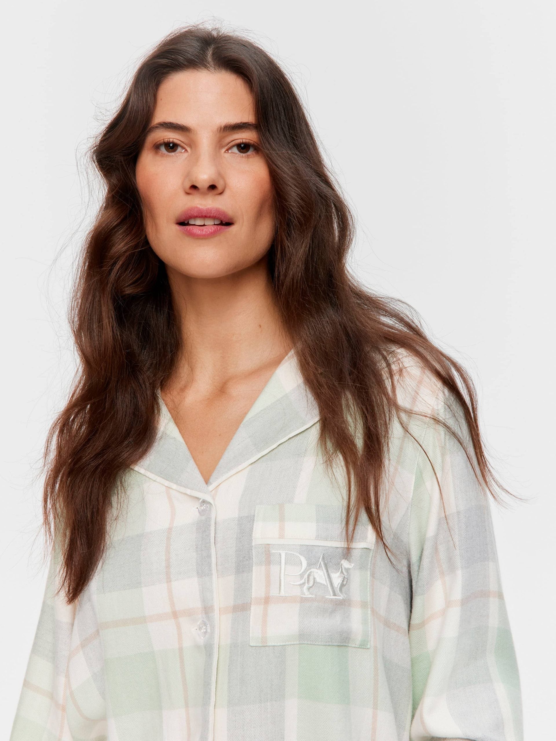 Mint Check Bamboo Flannelette Classic Pj Set multi