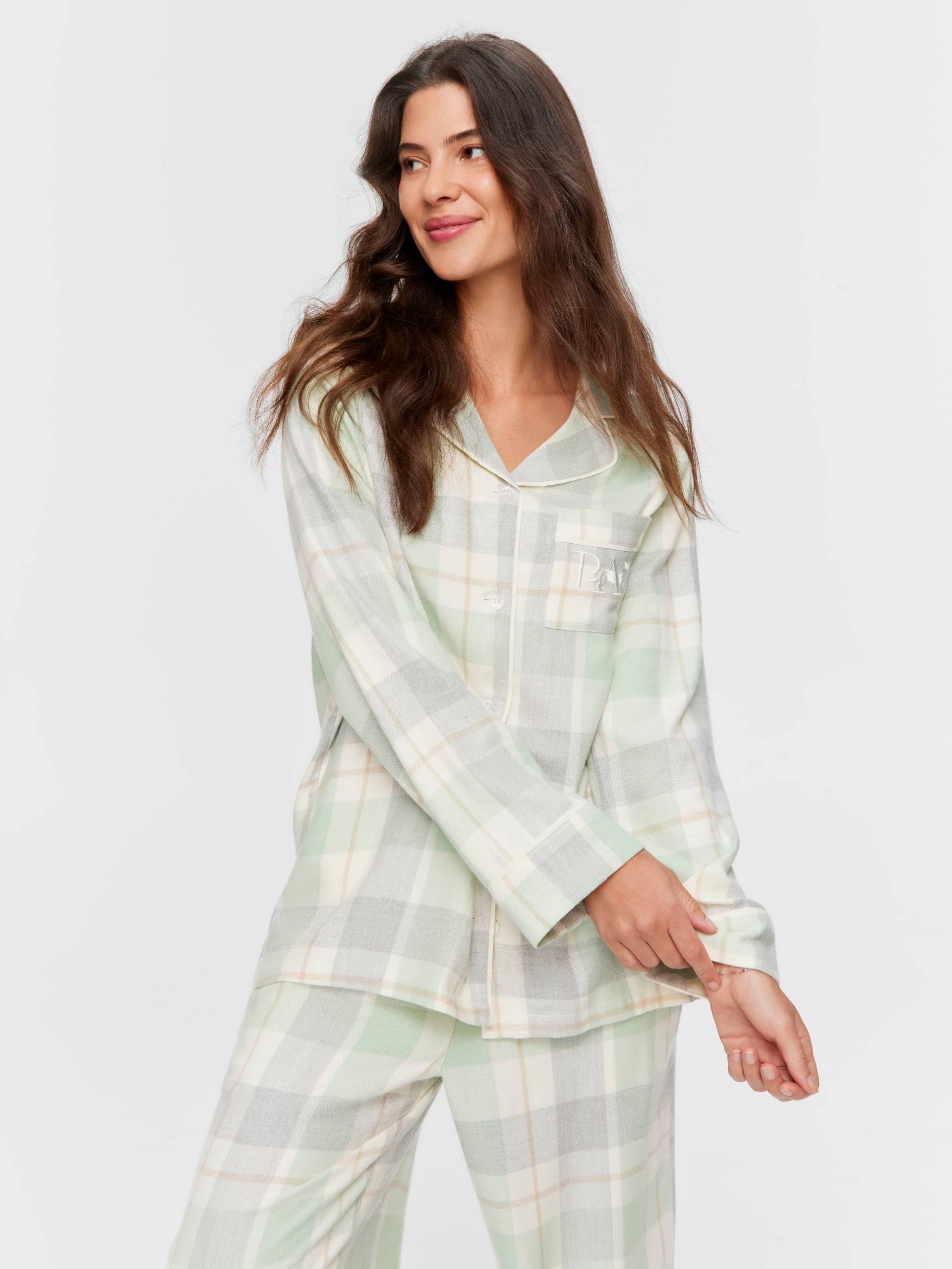 Mint Check Bamboo Flannelette Classic Pj Set multi