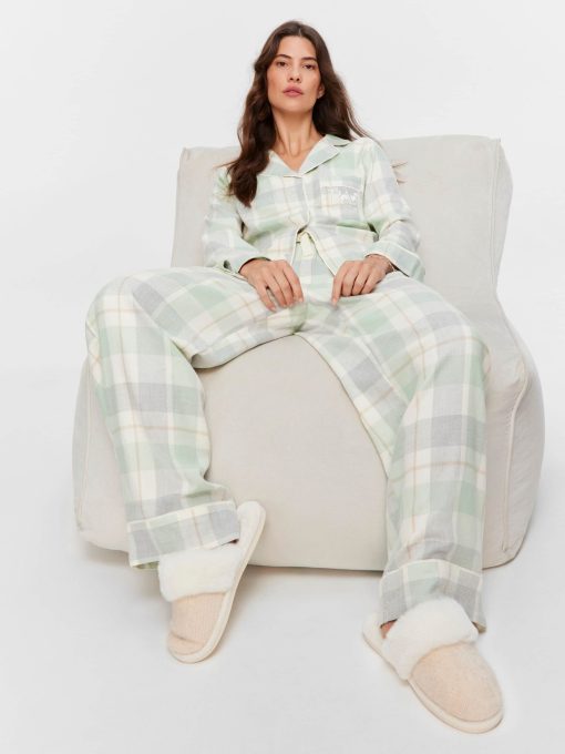 Mint Check Bamboo Flannelette Classic Pj Set multi