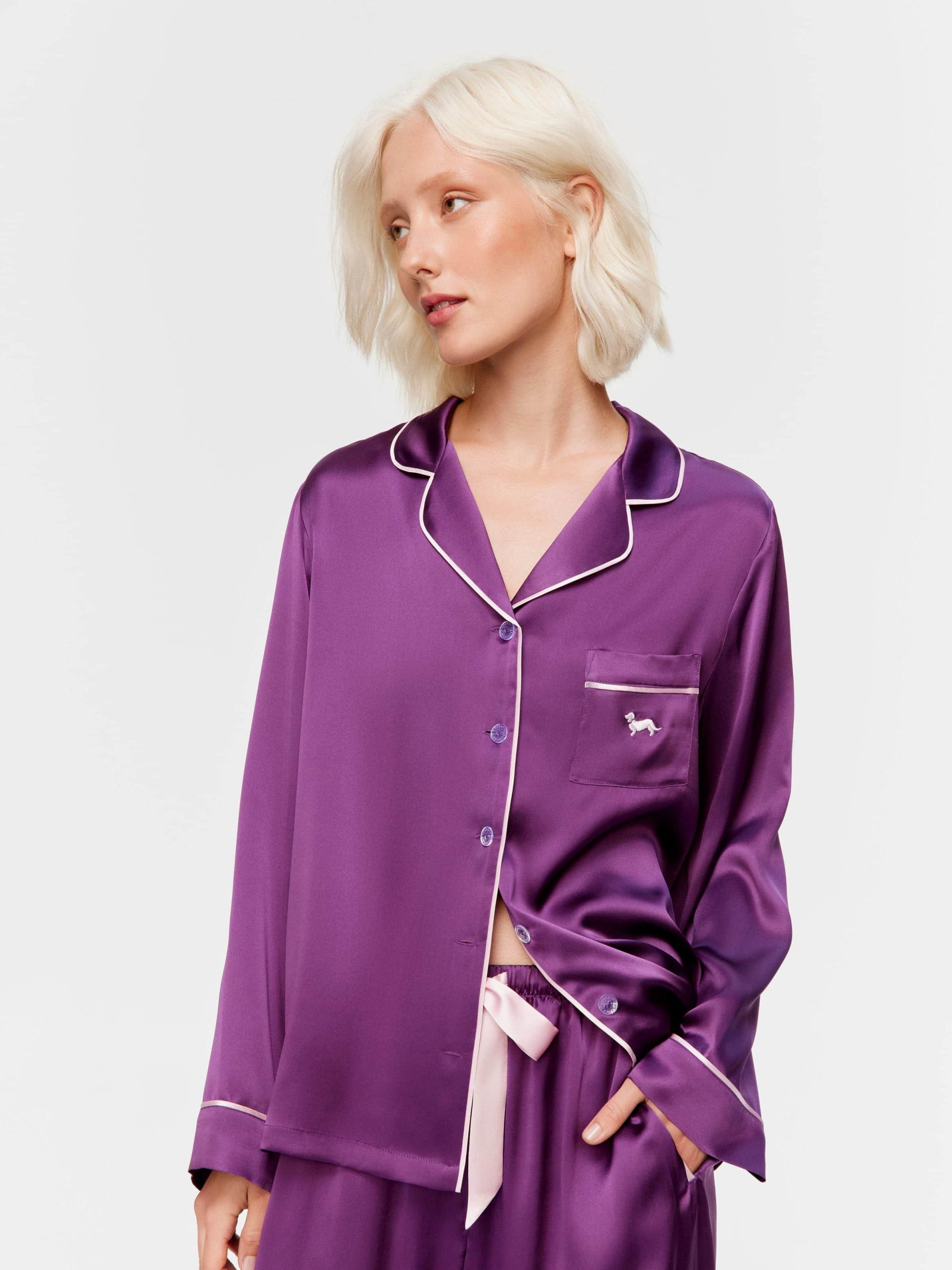Plum Mulberry Silk Long Pj Set multi