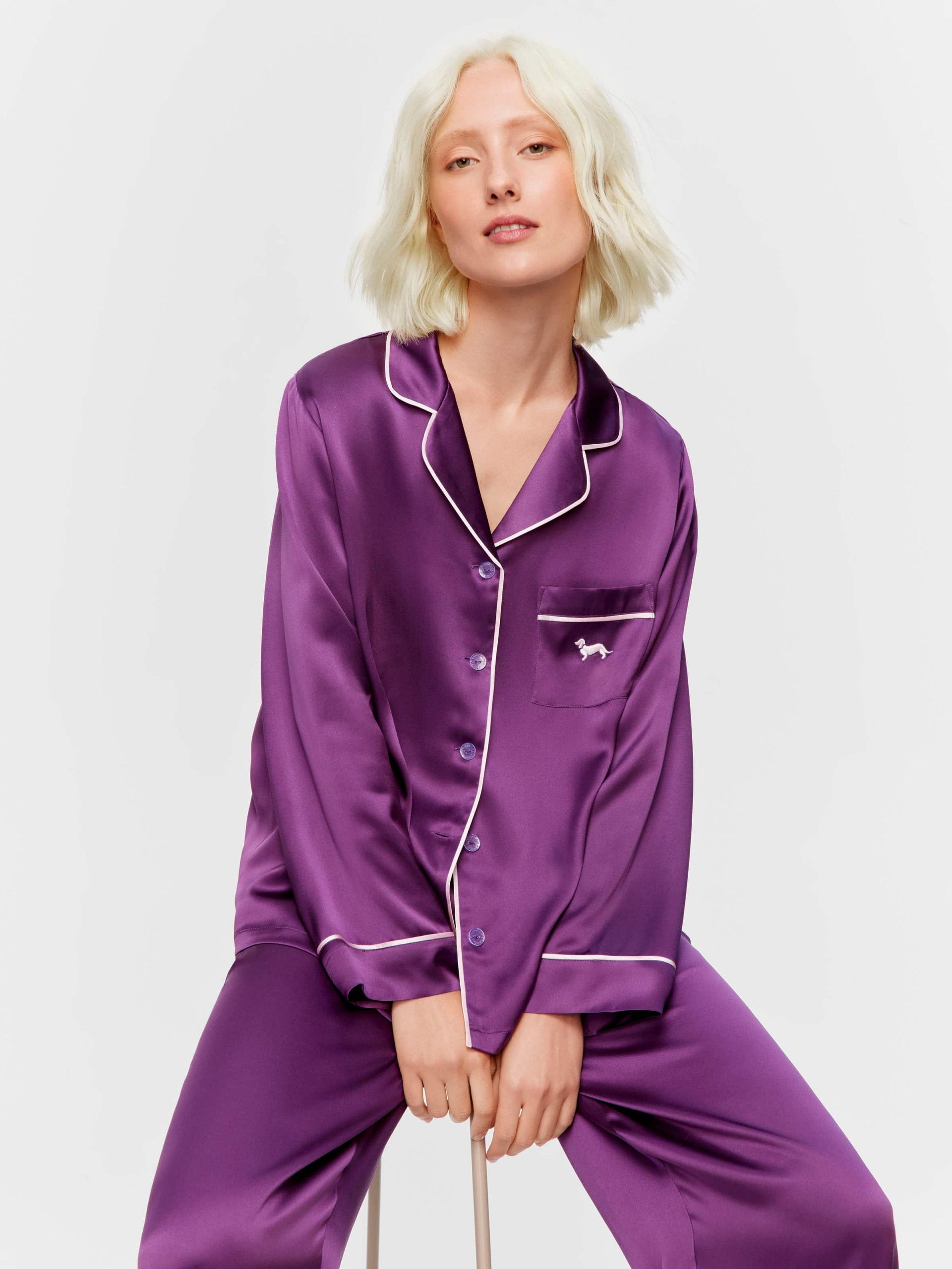 Plum Mulberry Silk Long Pj Set multi