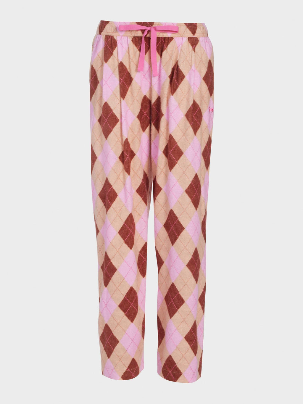 Caramel Argyle Bamboo Flannelette Wide Leg Pj Pant multi