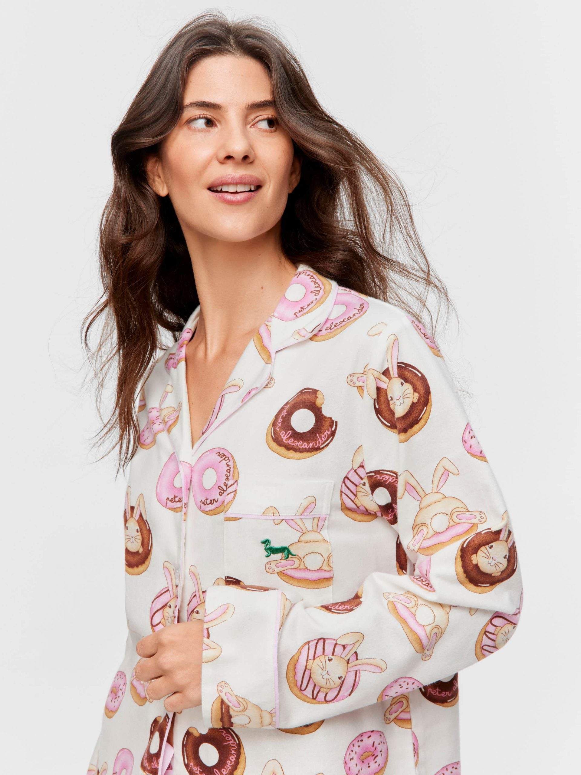 Krispy Kreme Pink Bunnies Bamboo Flannelette Long Pj Set multi