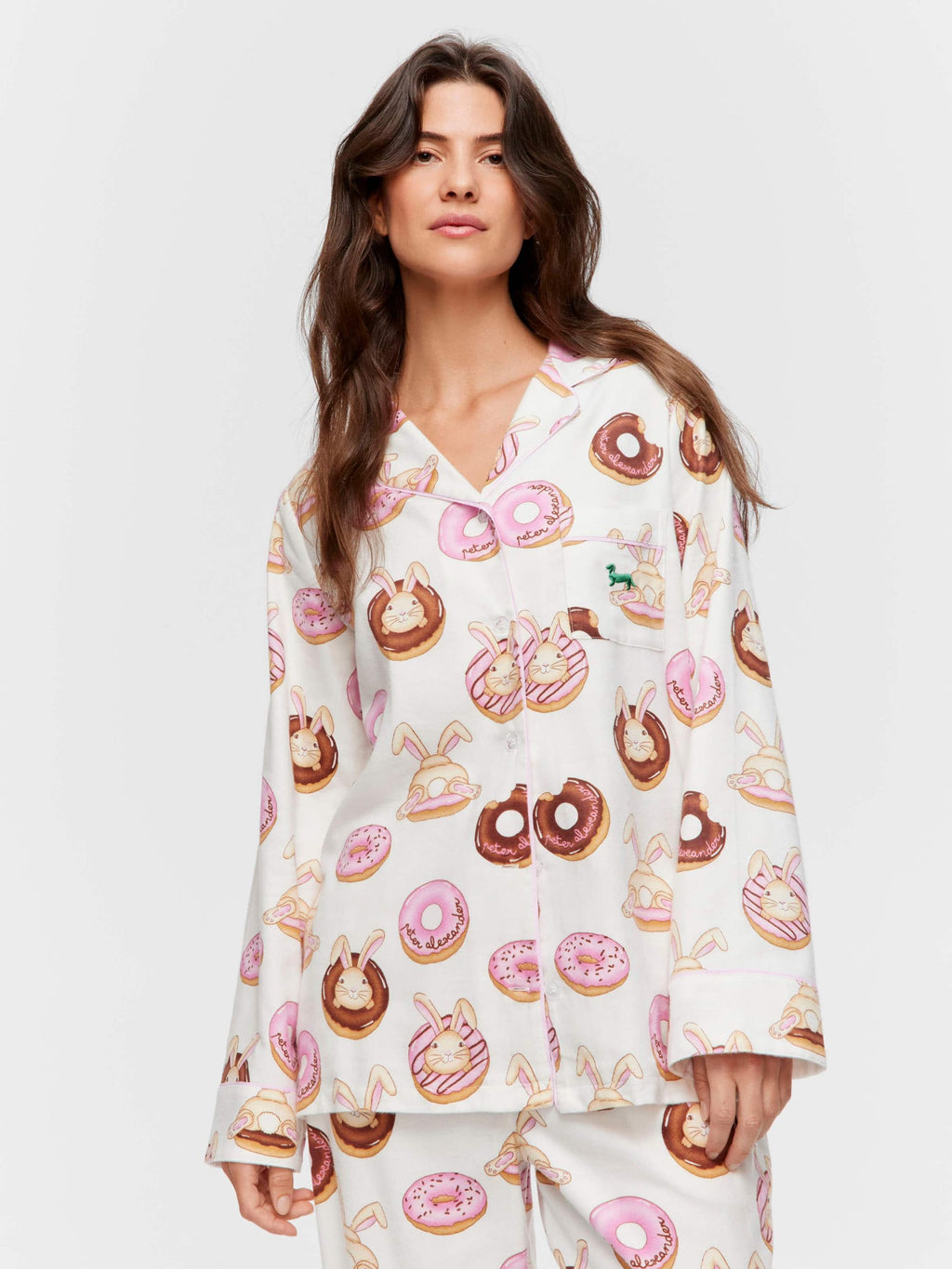 Krispy Kreme Pink Bunnies Bamboo Flannelette Long Pj Set multi