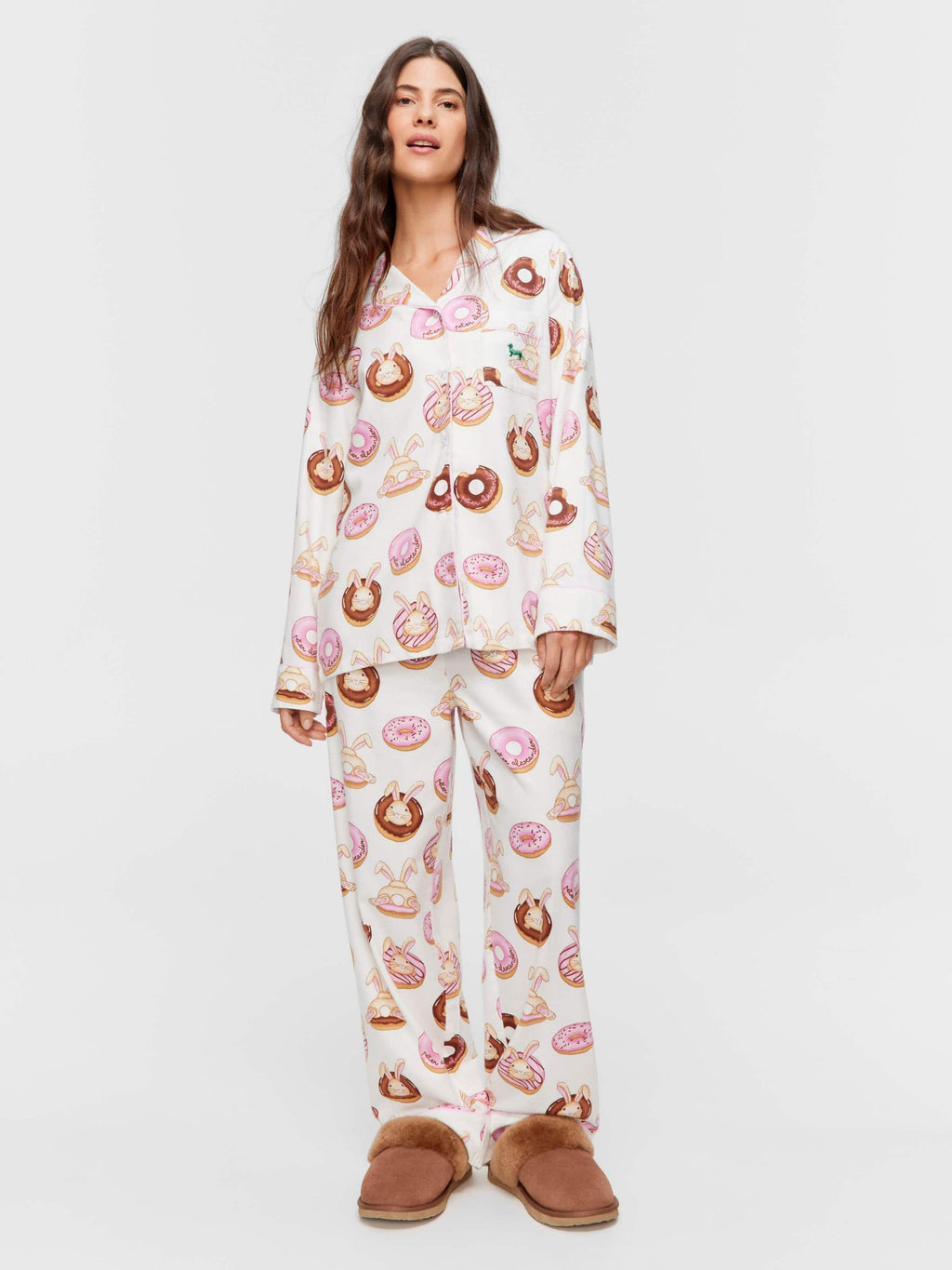 Krispy Kreme Pink Bunnies Bamboo Flannelette Long Pj Set multi