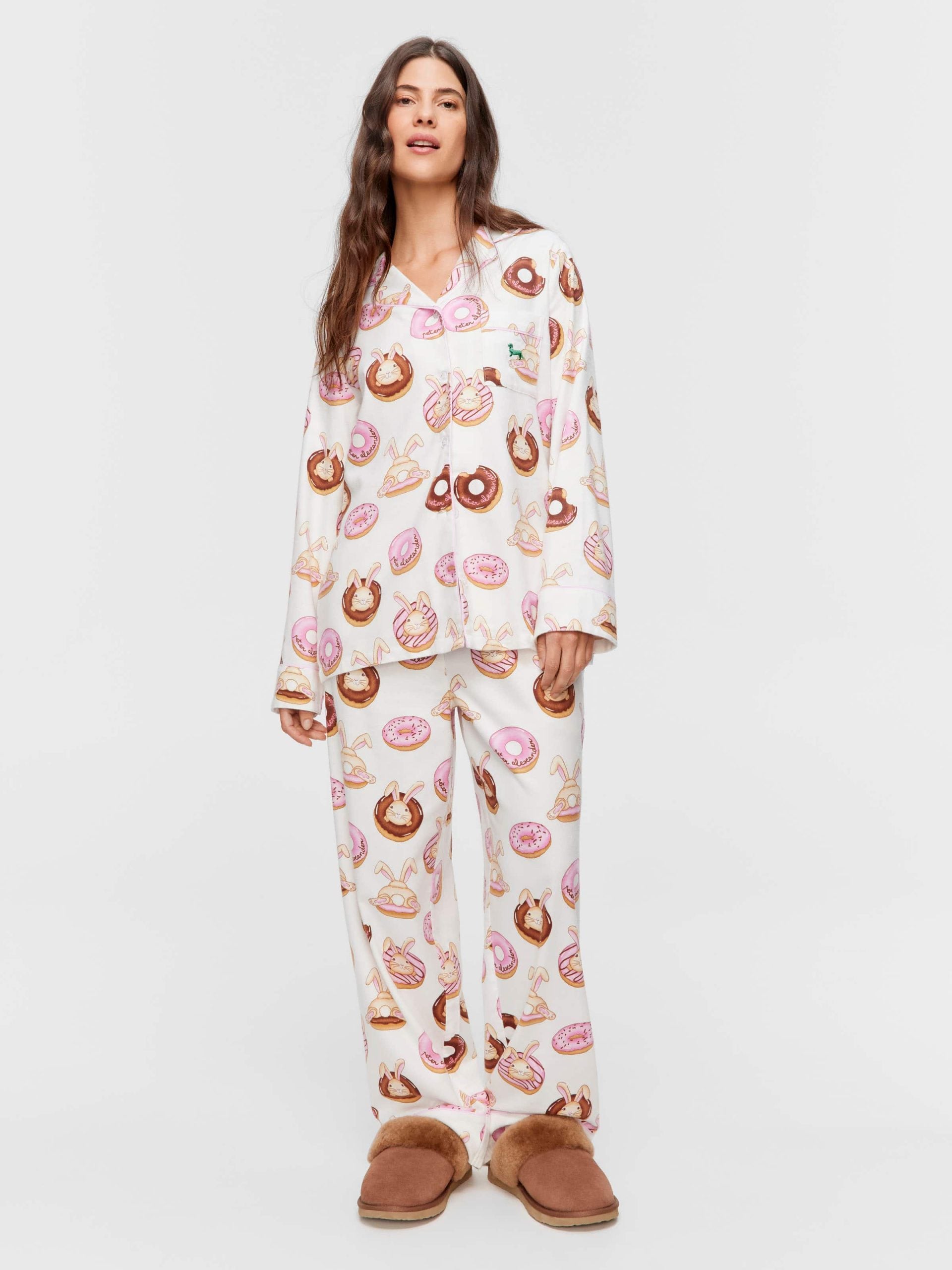 Krispy Kreme Pink Bunnies Bamboo Flannelette Long Pj Set multi