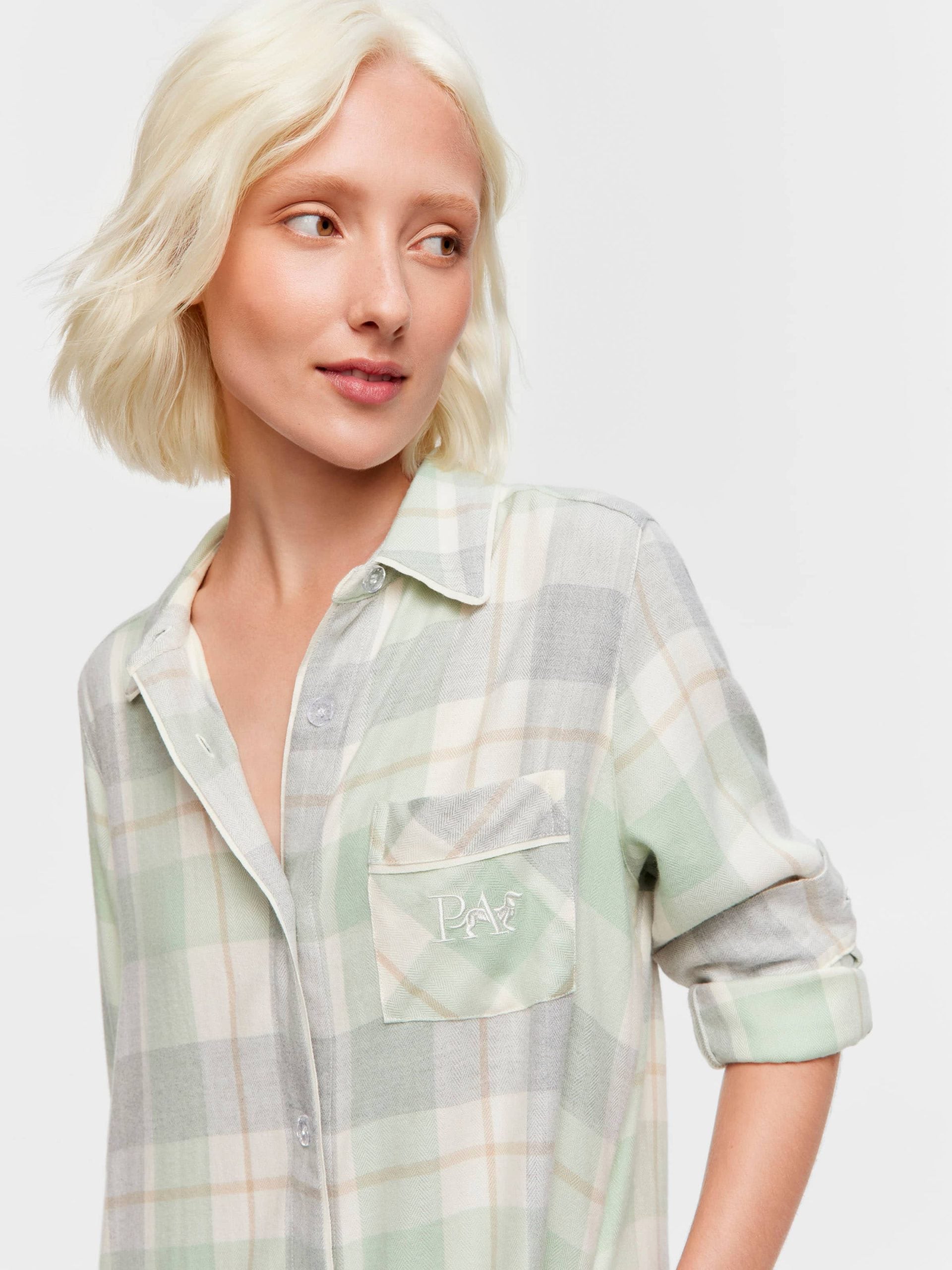 Mint Check Bamboo Flannelette Nightshirt multi