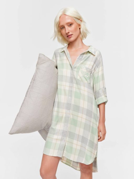 Mint Check Bamboo Flannelette Nightshirt multi