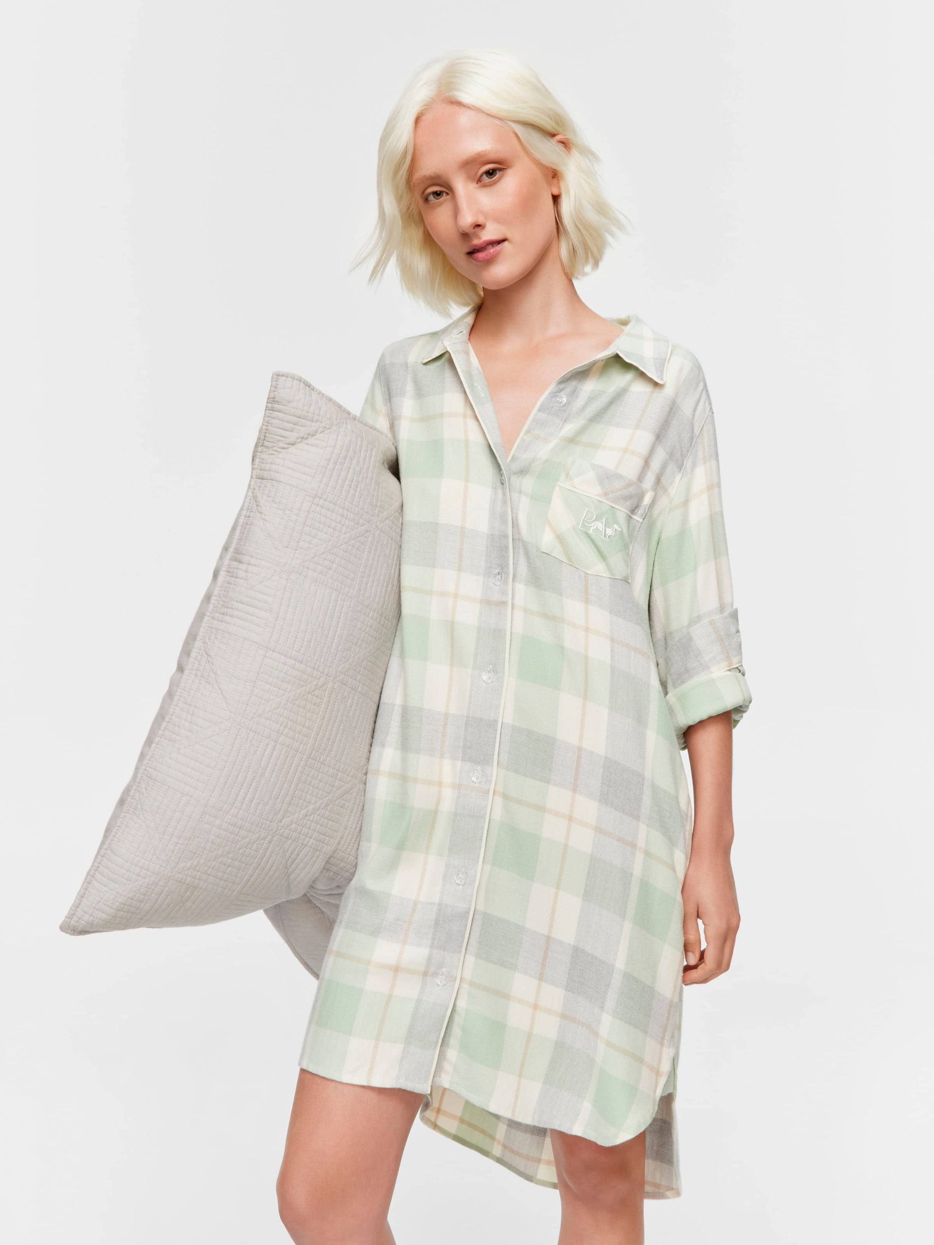 Mint Check Bamboo Flannelette Nightshirt multi