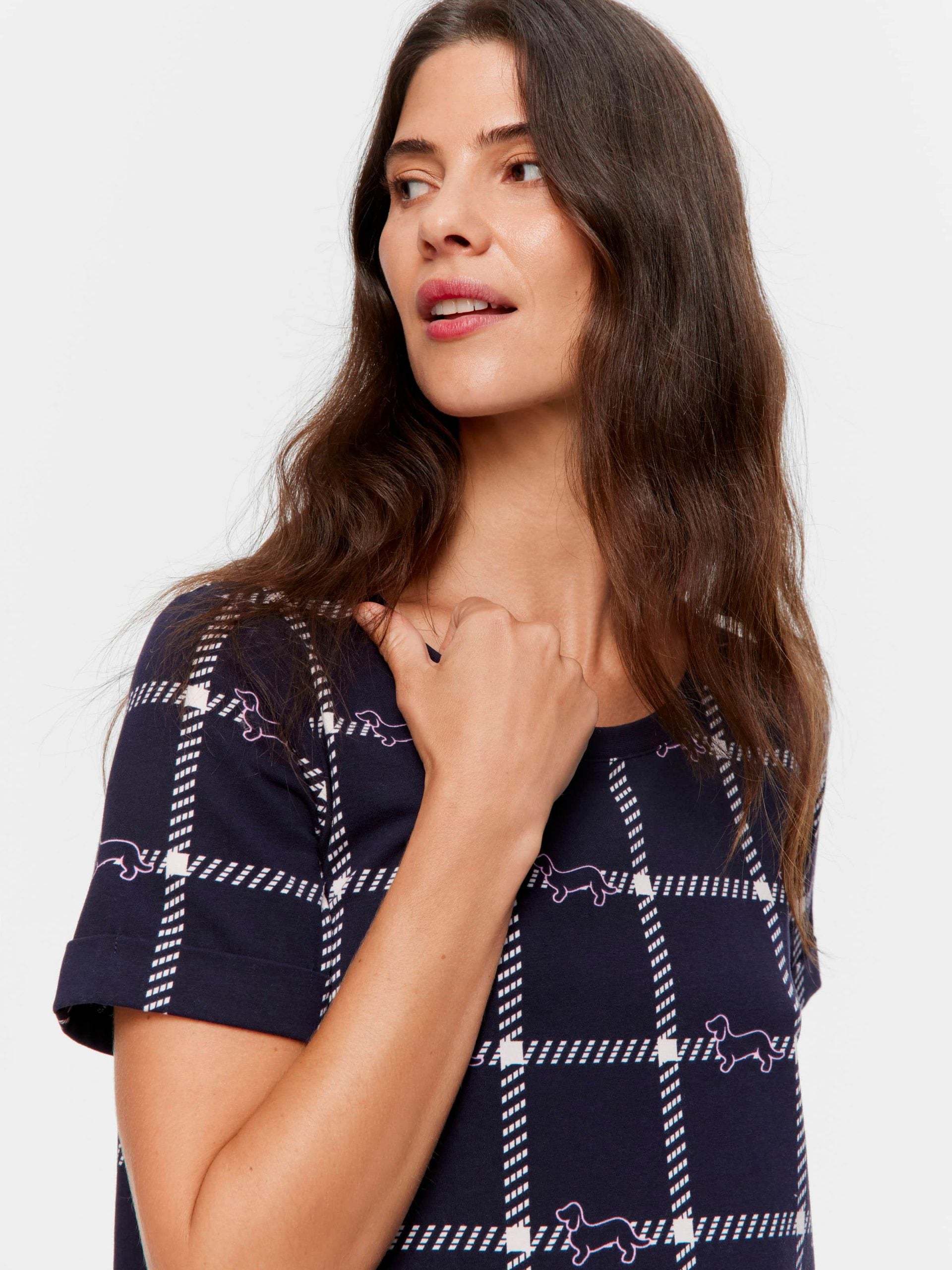 Penny Windowpane Sleep Tee navy