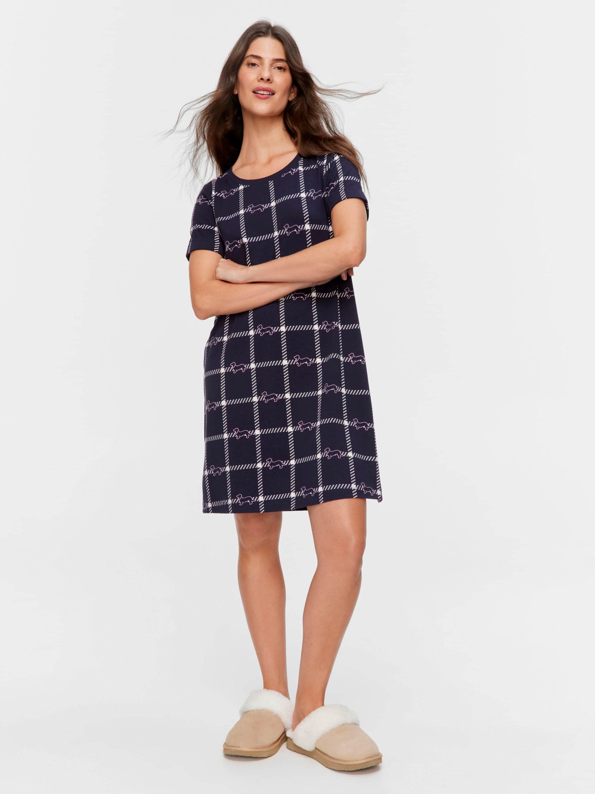 Penny Windowpane Sleep Tee navy