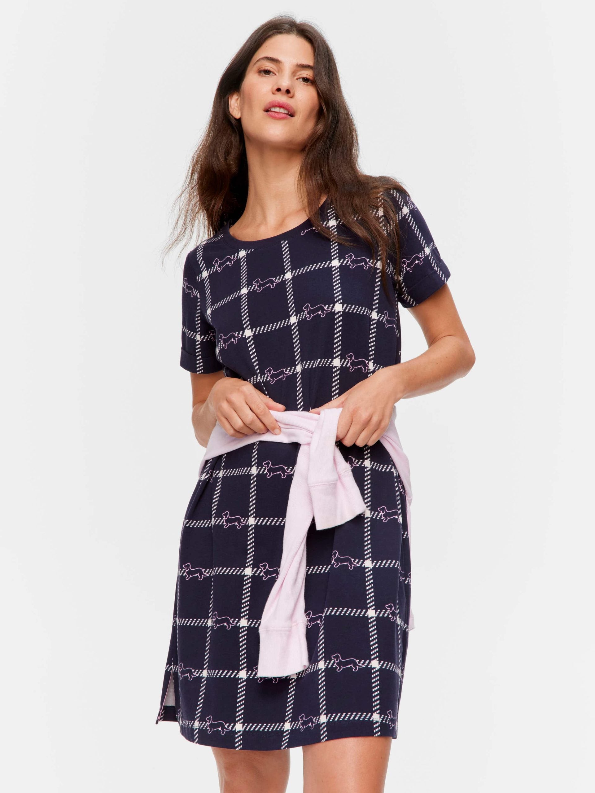 Penny Windowpane Sleep Tee navy