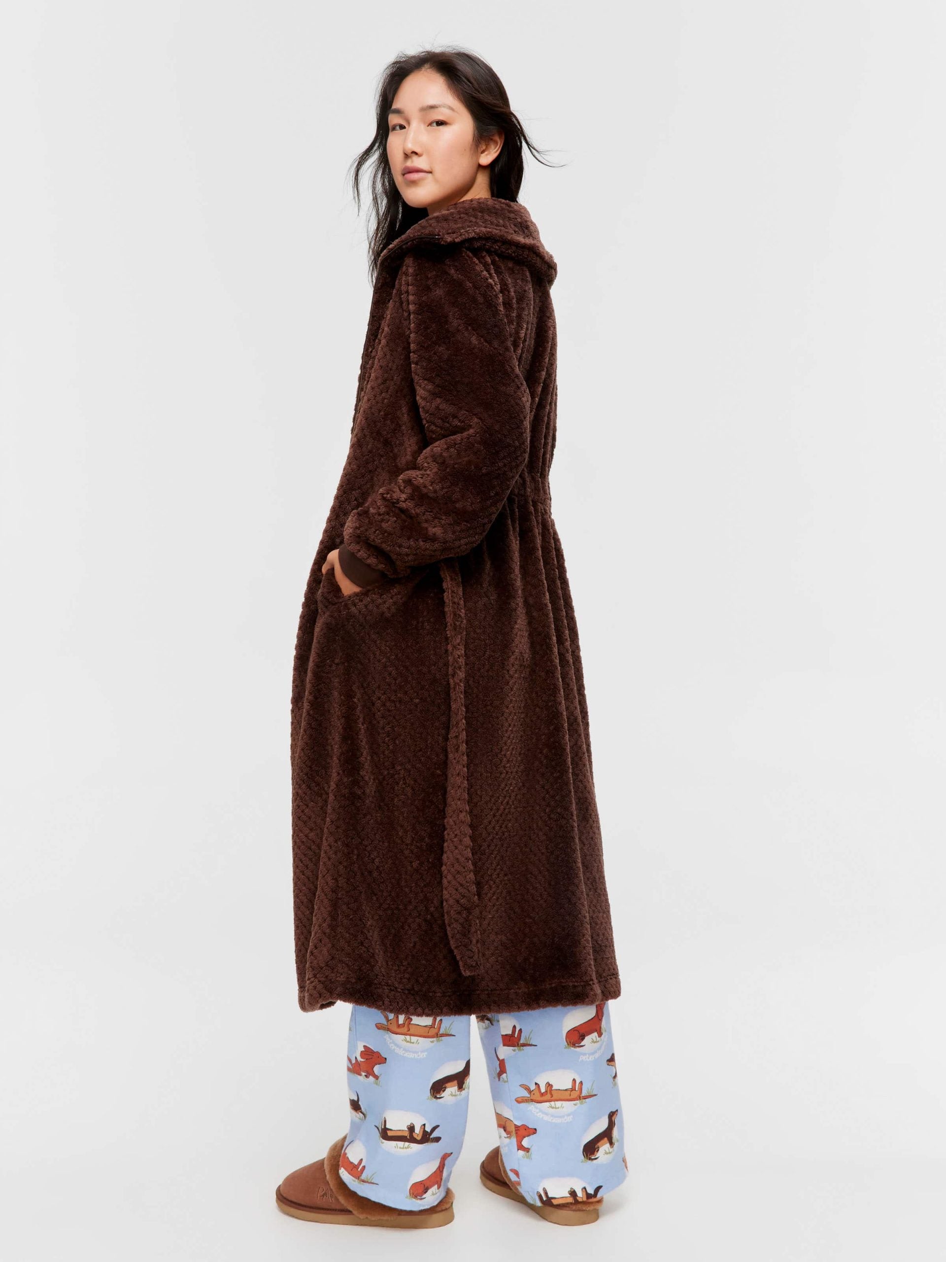 Chocolate Zip Front Fleece Gown chocolate