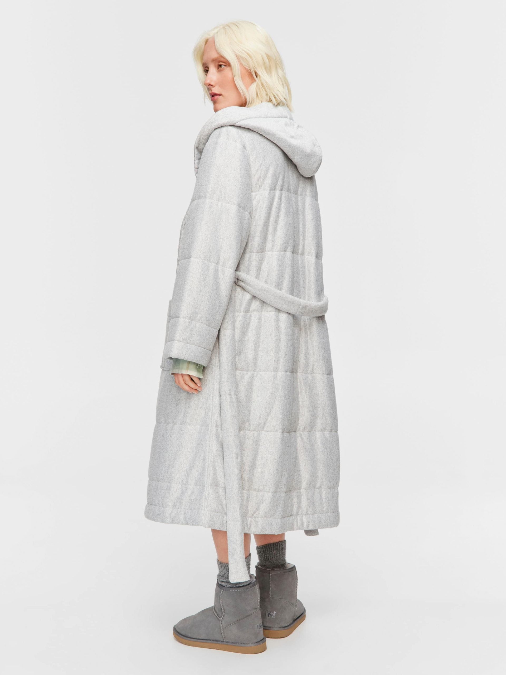 Quilted Hood Gown grey