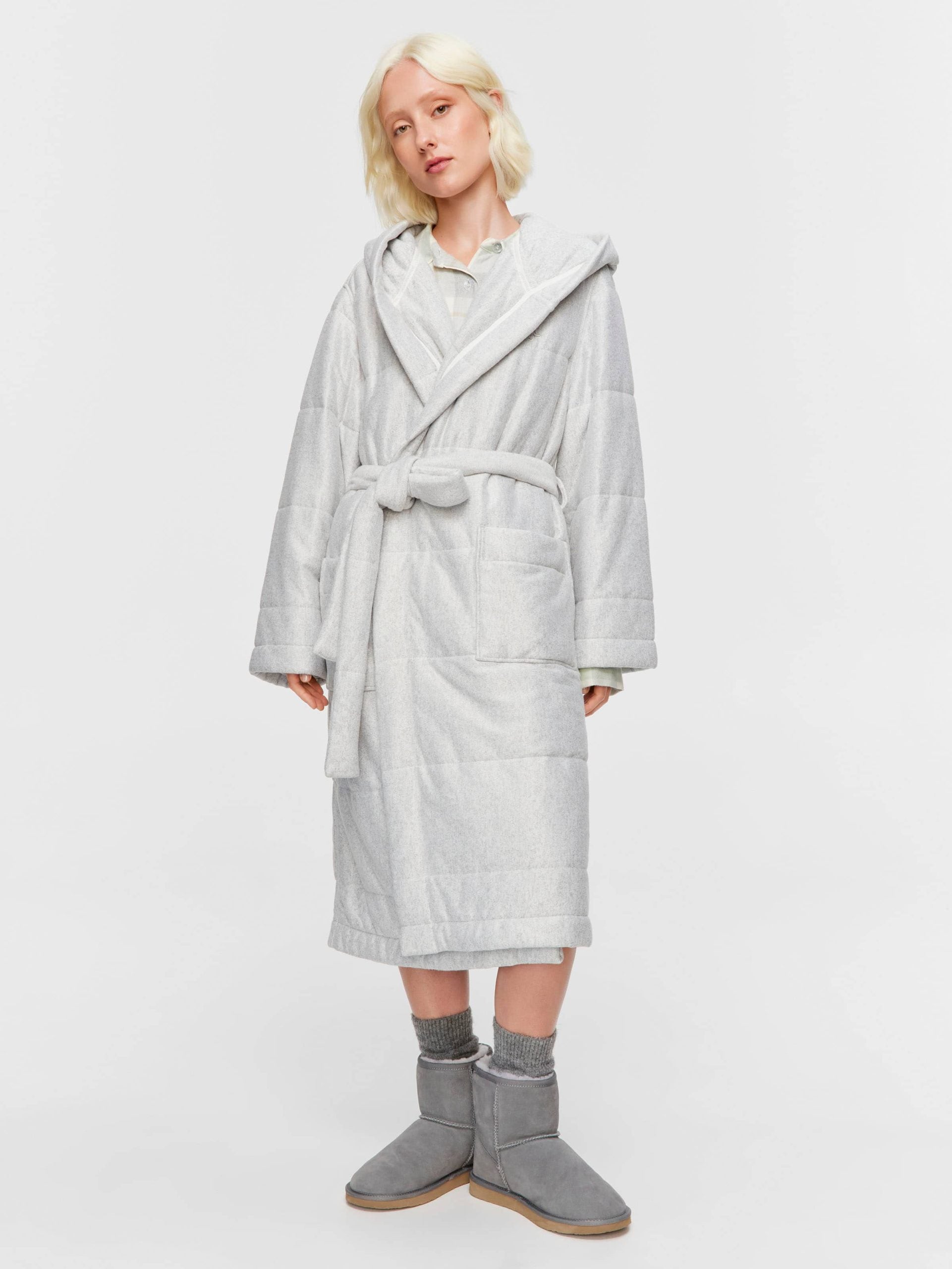Quilted Hood Gown grey