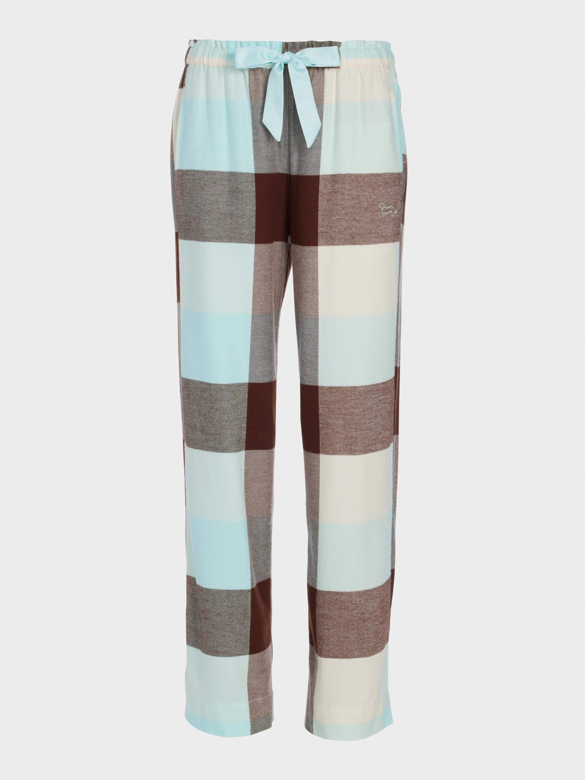 Mint Choc Check Bamboo Flannelette Wide Leg Pj Pant multi