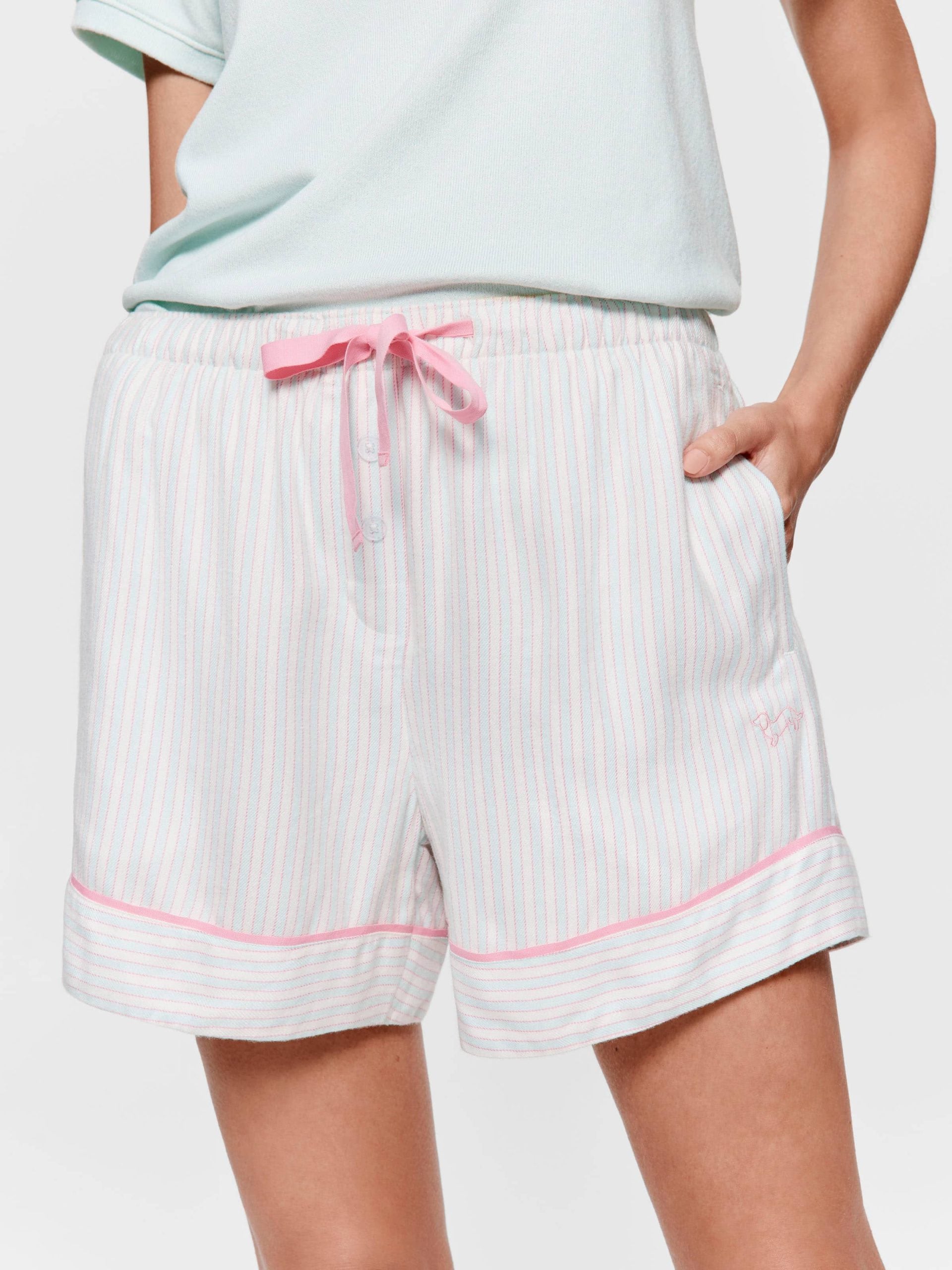 Mint Candy Stripe Viscose Flannelette Mini Tux Short multi