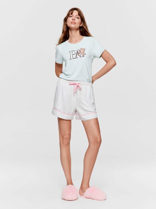 Mint Candy Stripe Viscose Flannelette Mini Tux Short multi