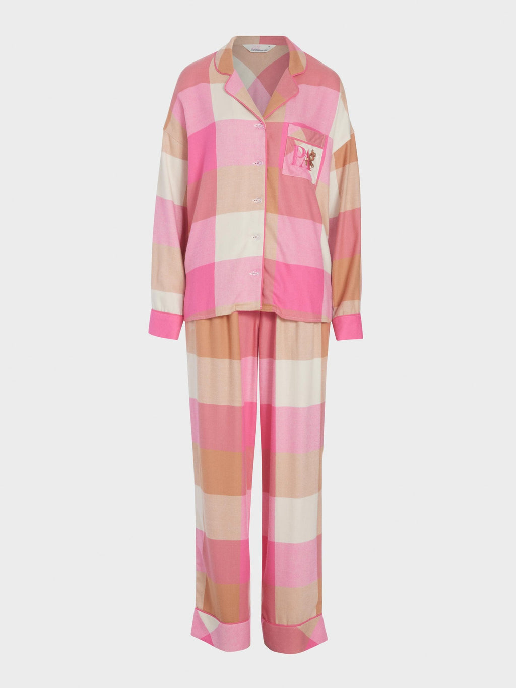 Pink & Caramel Buffalo Check Bamboo Flannelette Pj Set multi