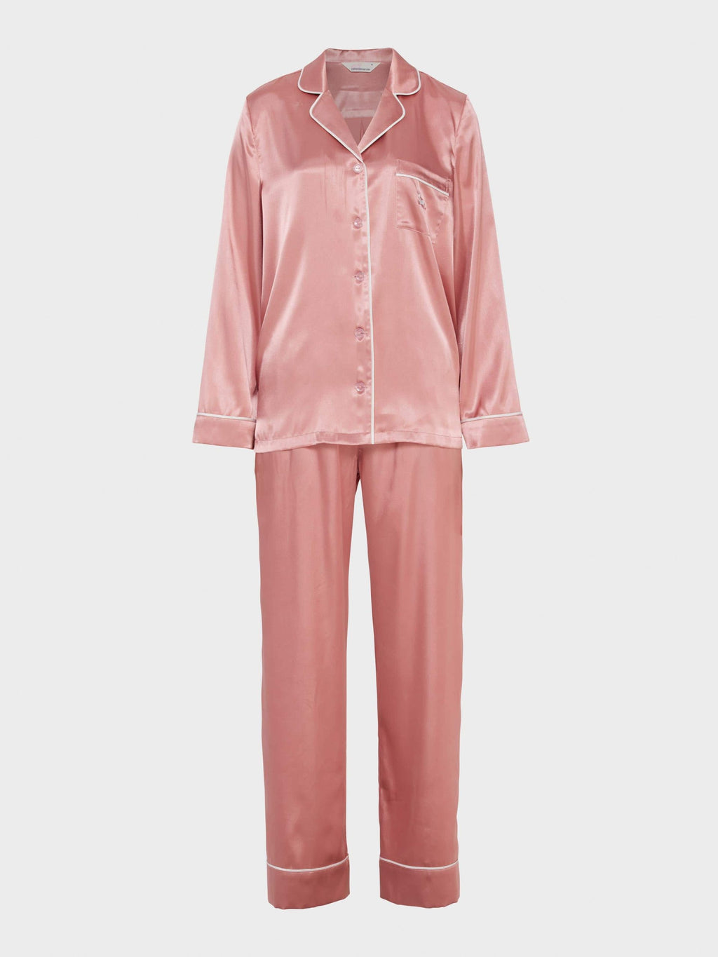 Rose Gold Satin Long Sleeve Pj Set rosegold
