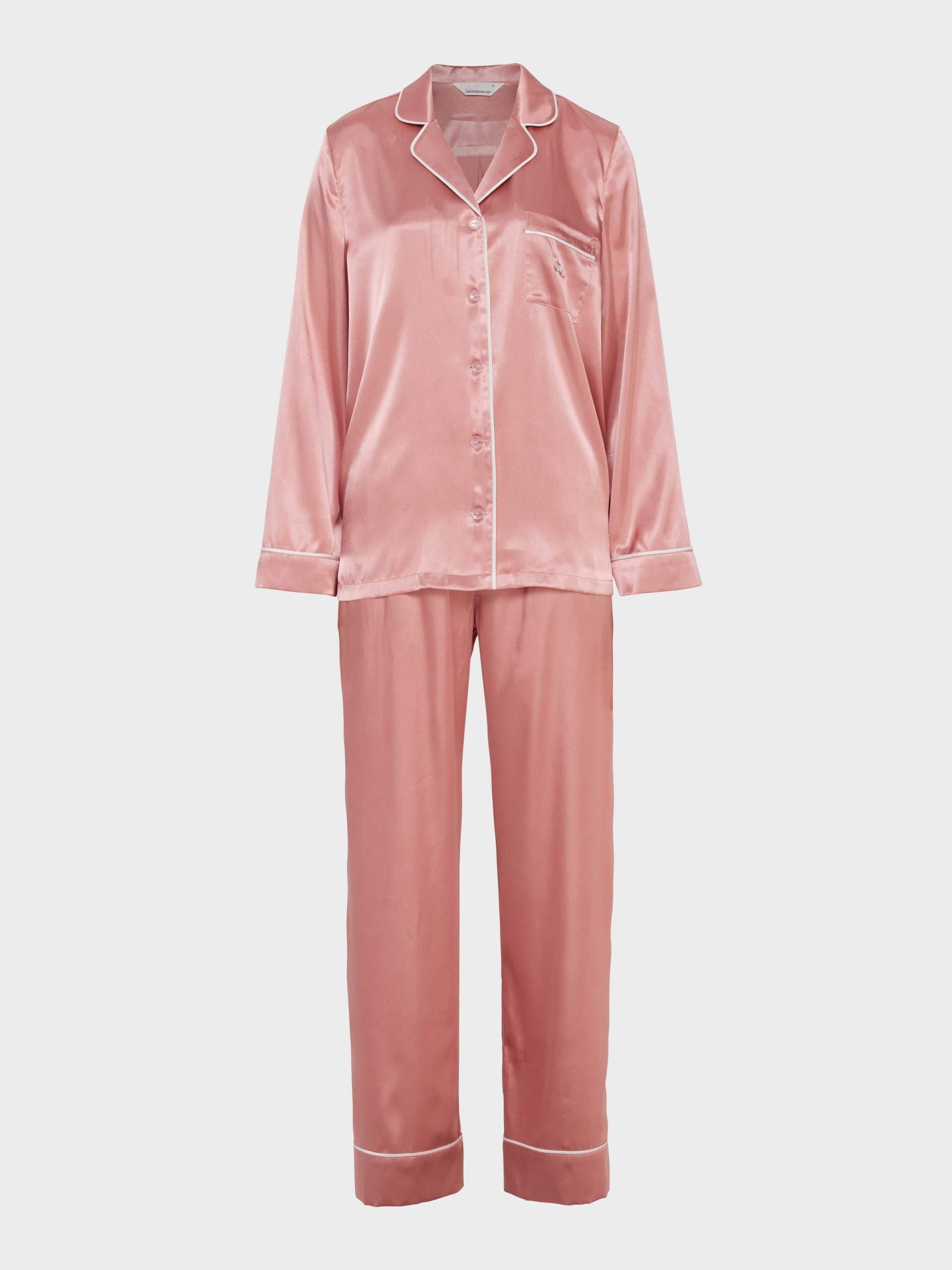 Rose Gold Satin Long Sleeve Pj Set rosegold