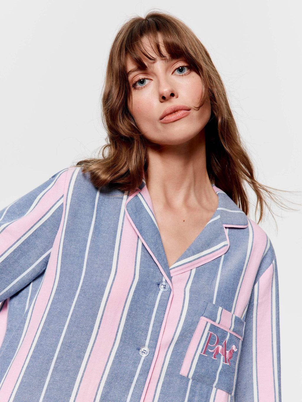 Navy & Pink Stripe Classic Flannelette Pj Set multi