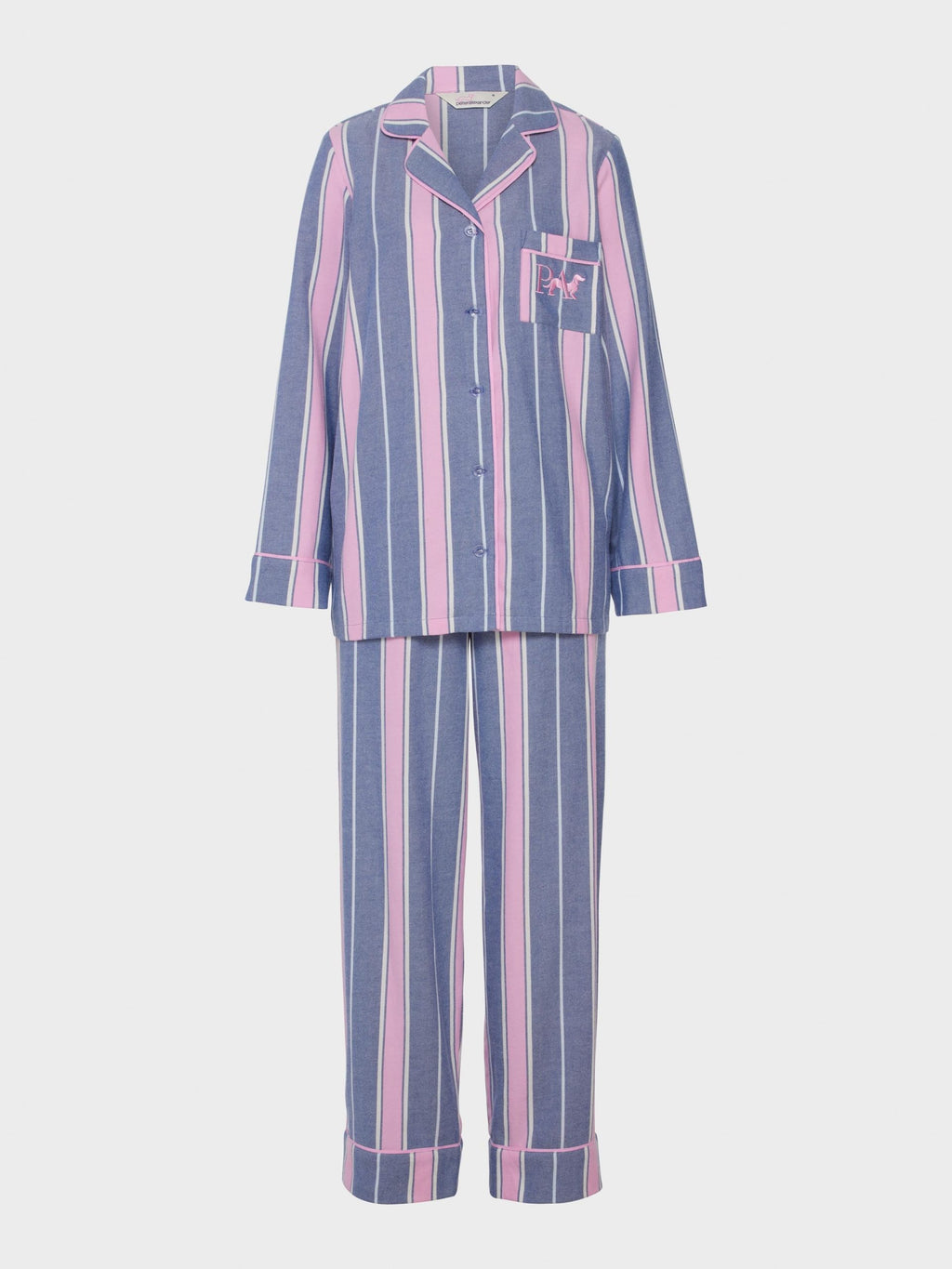 Navy & Pink Stripe Classic Flannelette Pj Set multi