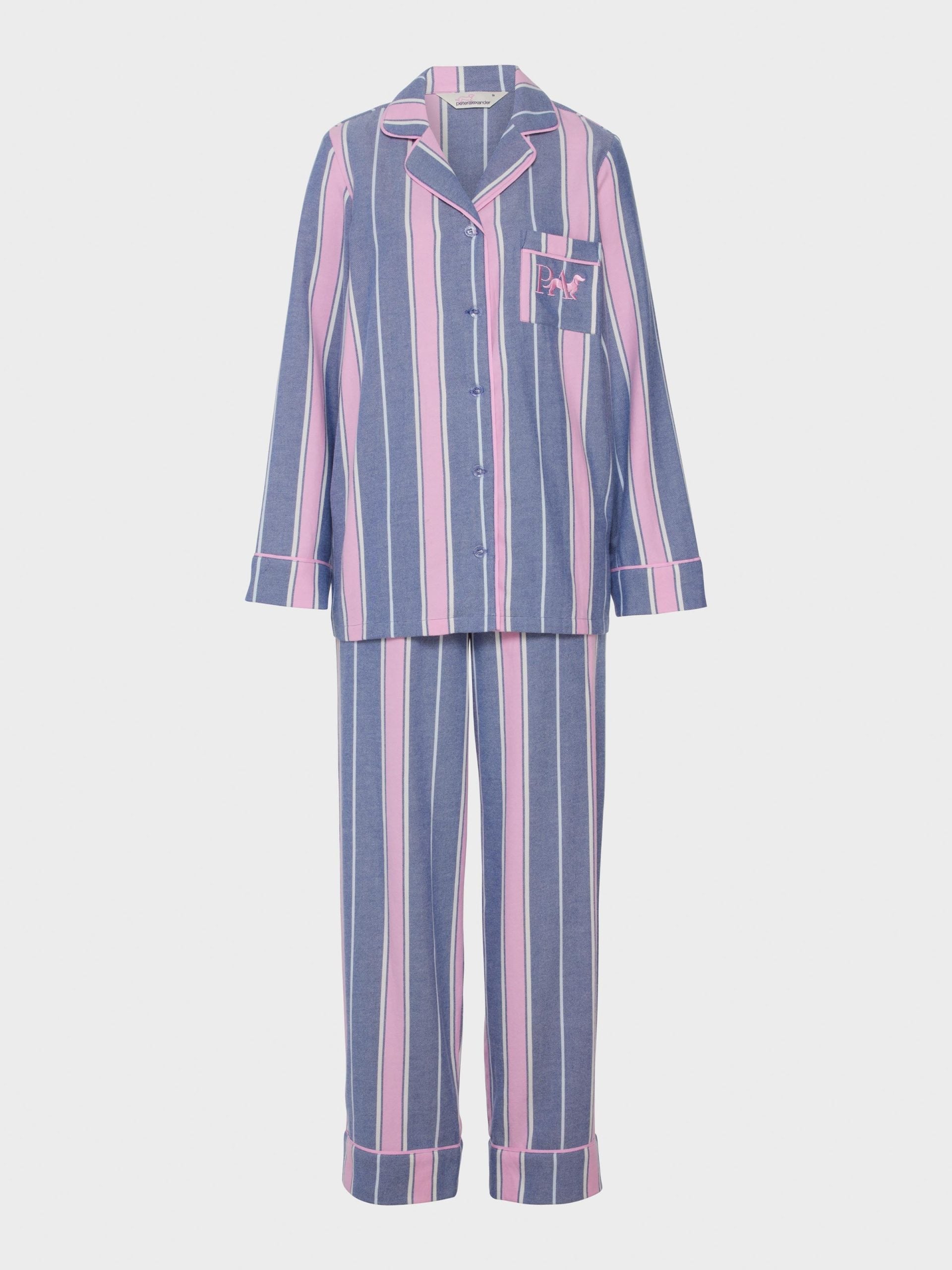 Navy & Pink Stripe Classic Flannelette Pj Set multi