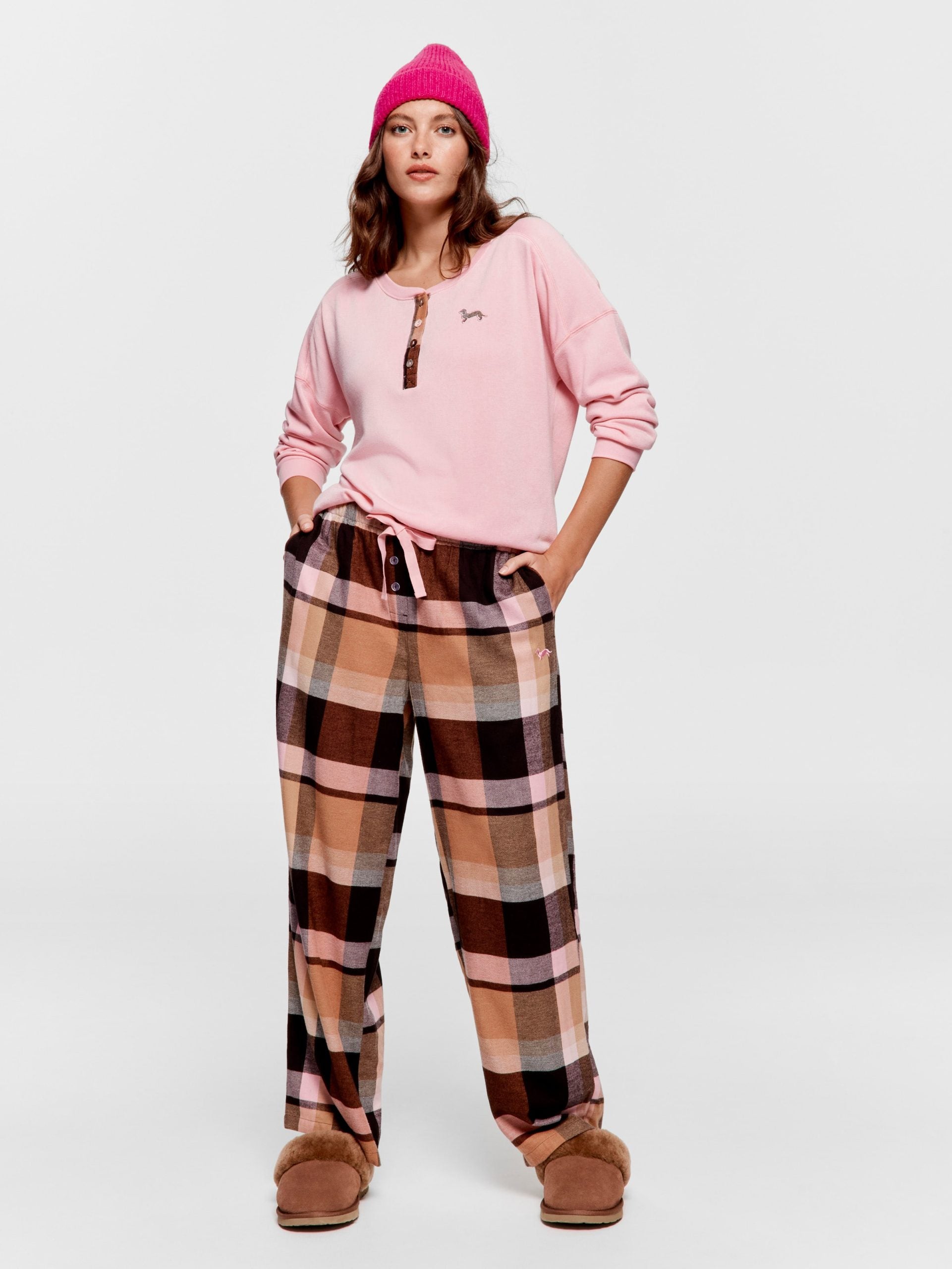 Nougat Check Bamboo Flannelette Classic Pj Pant multi