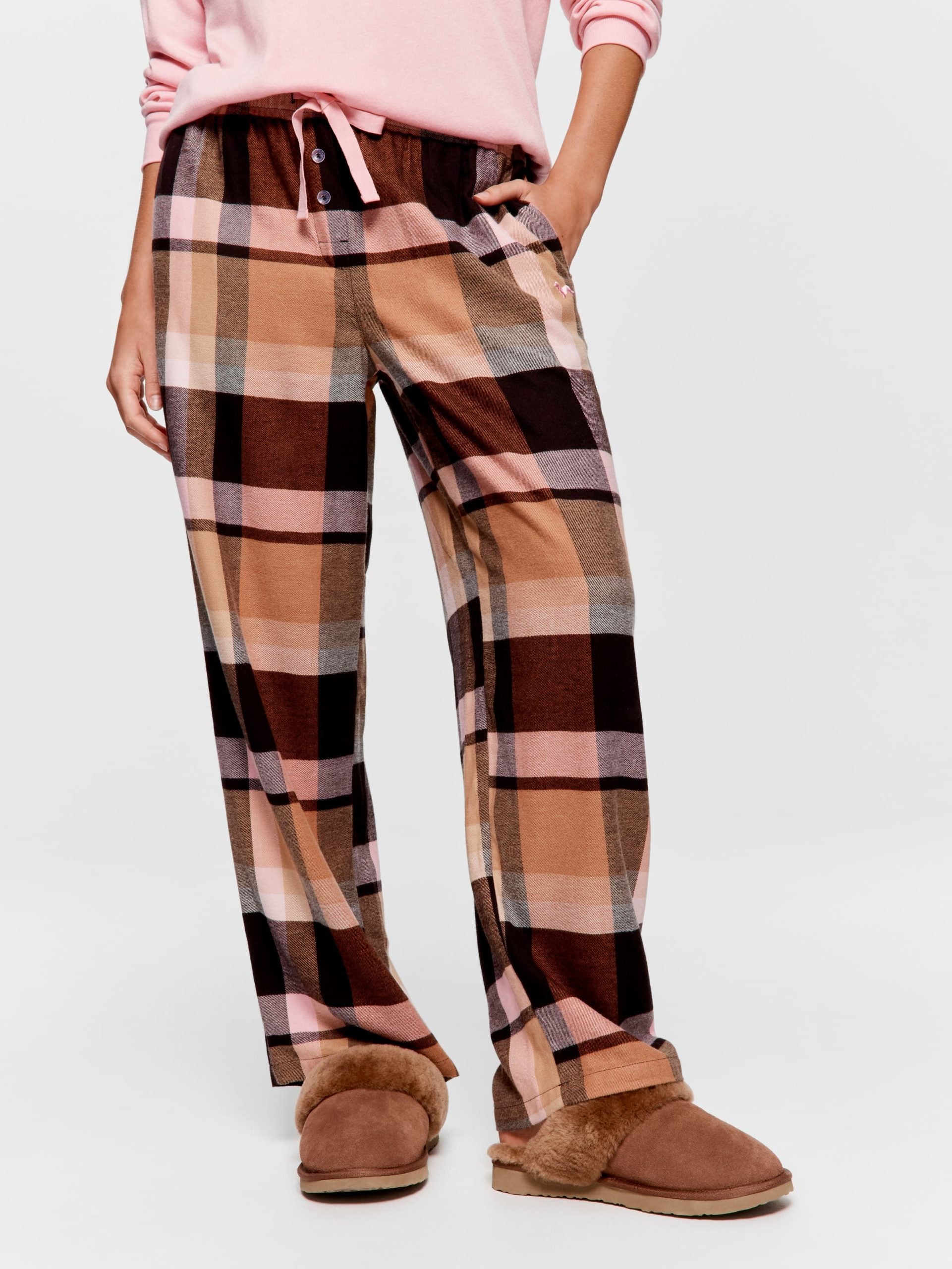 Nougat Check Bamboo Flannelette Classic Pj Pant multi
