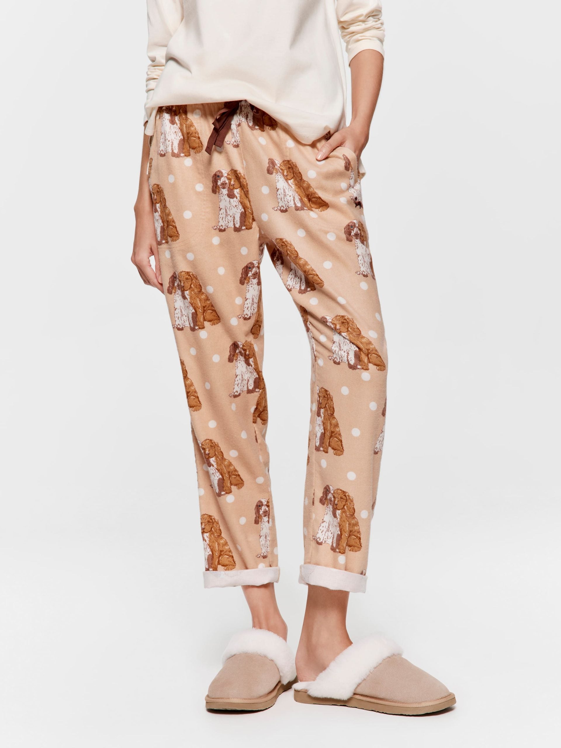 Puppy Love Bamboo Flannelette Roll Up Pj Pant Multi