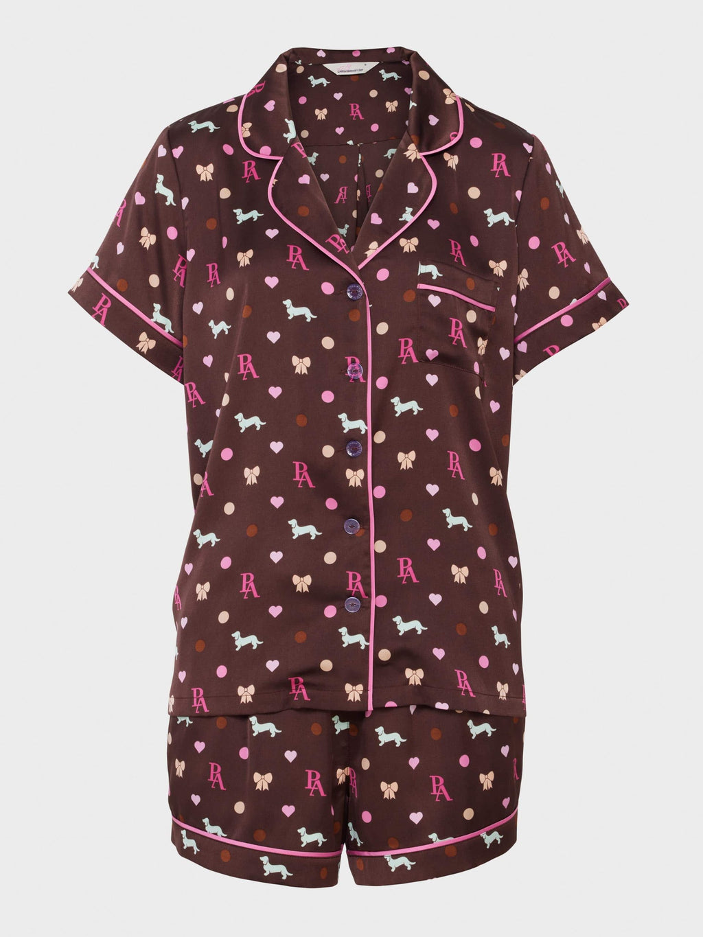 Penny Bow Chic Satin Shortie Pj Set multi