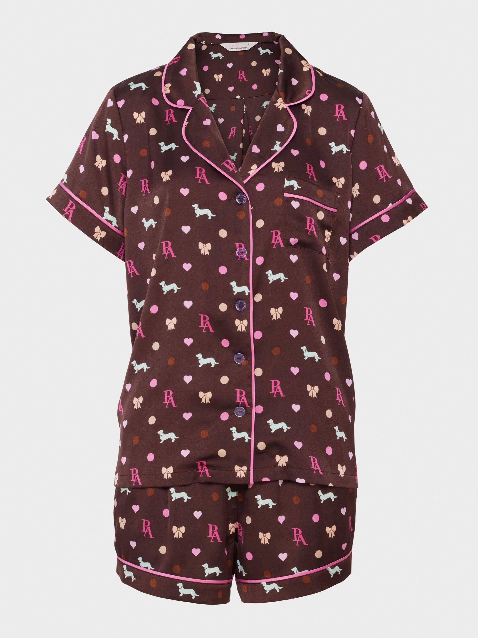 Penny Bow Chic Satin Shortie Pj Set multi