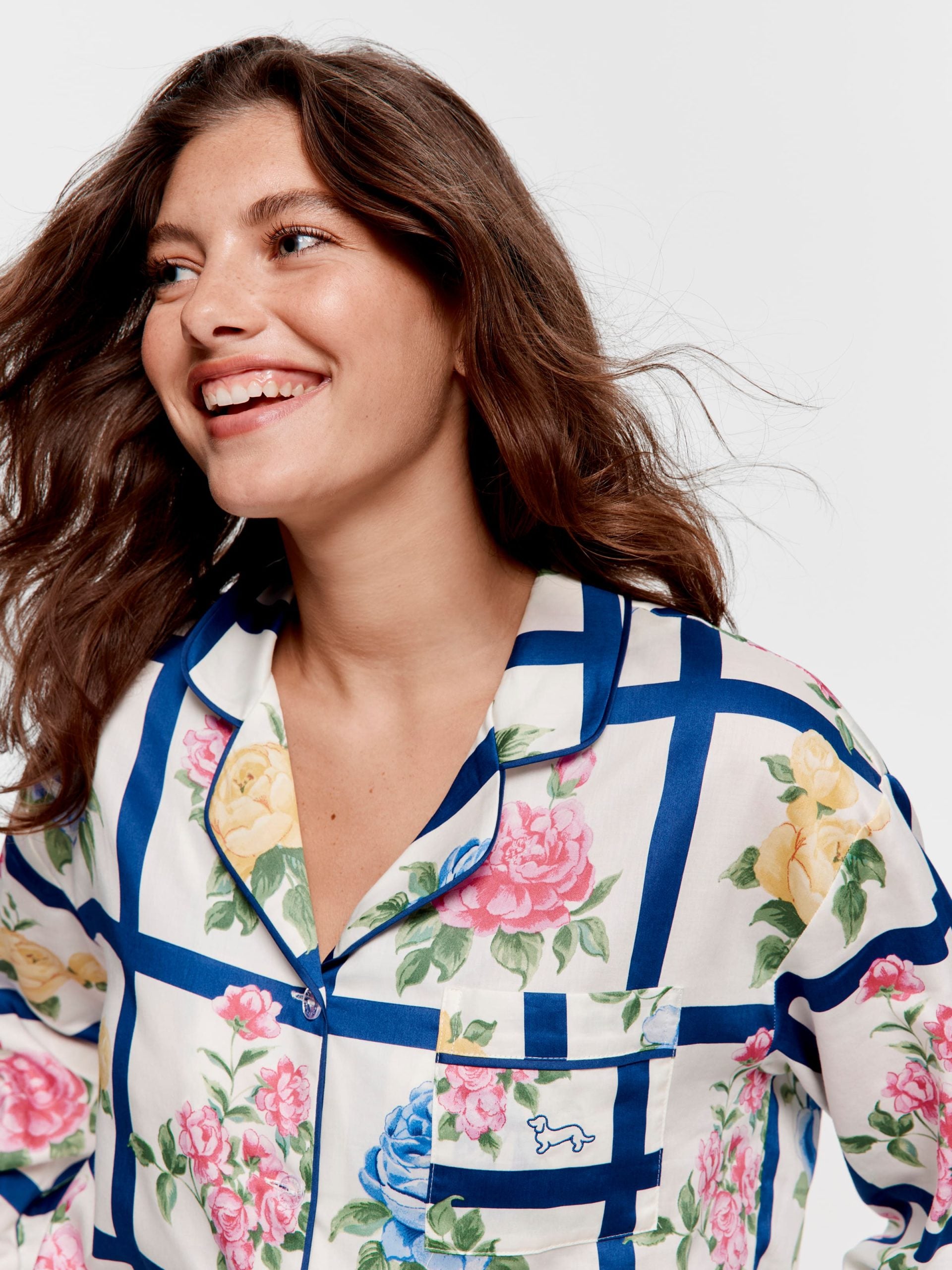Botanical Tile Soft Cotton Long Pj Set multi