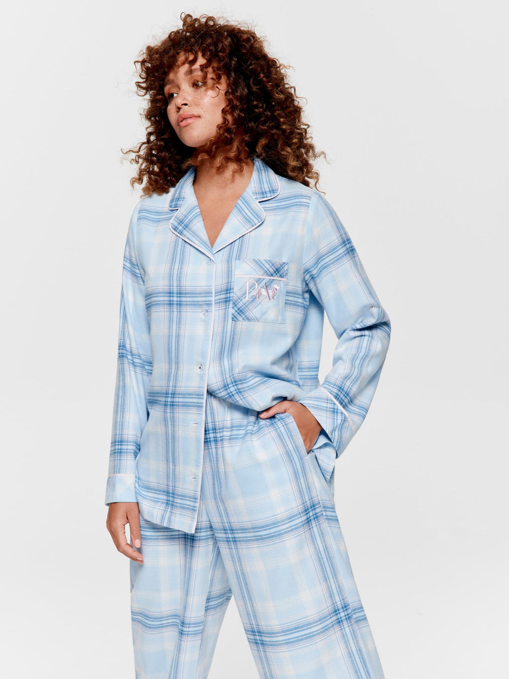 Blue Check Flannelette Classic Pj Set multi