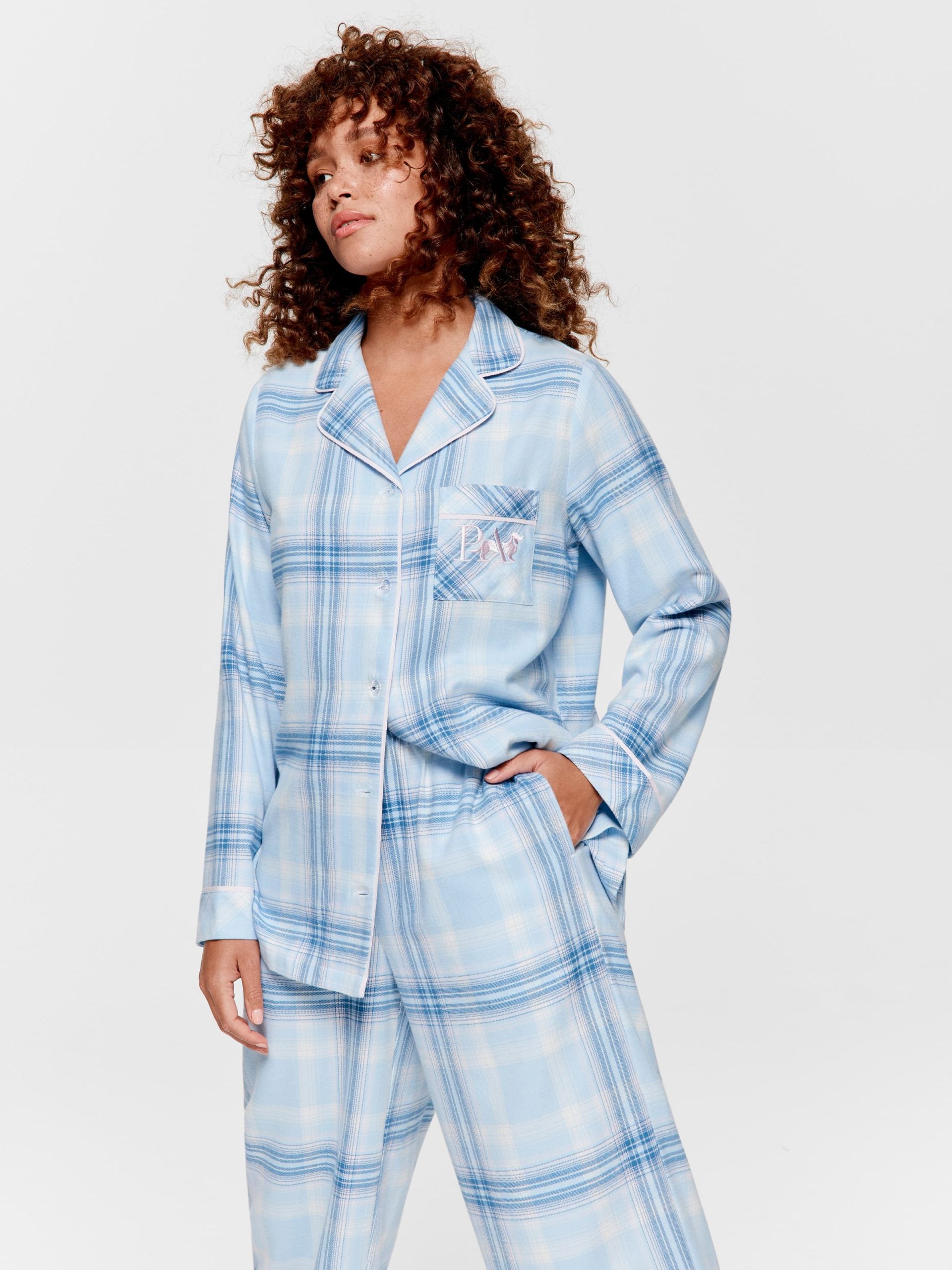 Blue Check Flannelette Classic Pj Set multi
