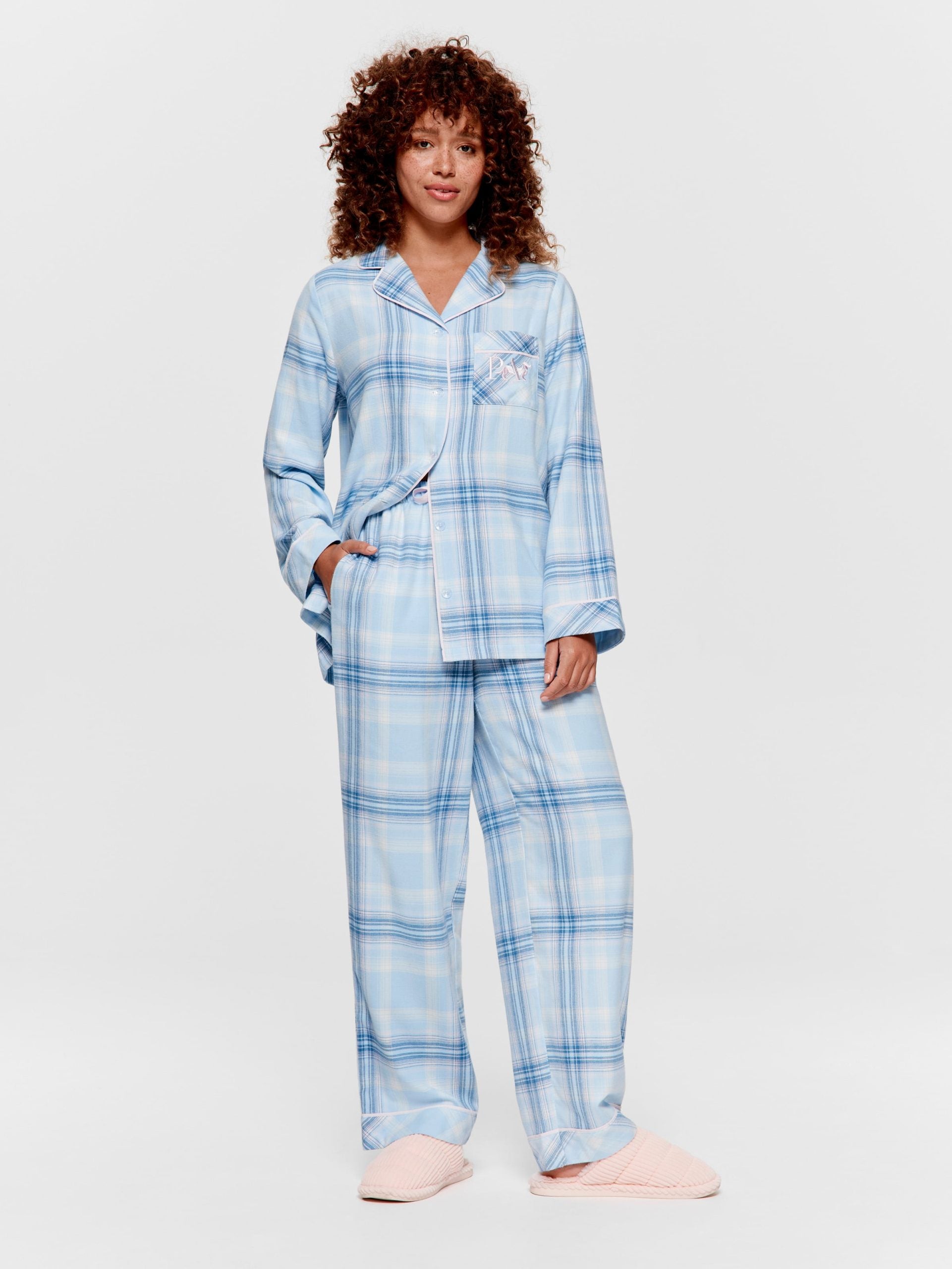 Blue Check Flannelette Classic Pj Set multi