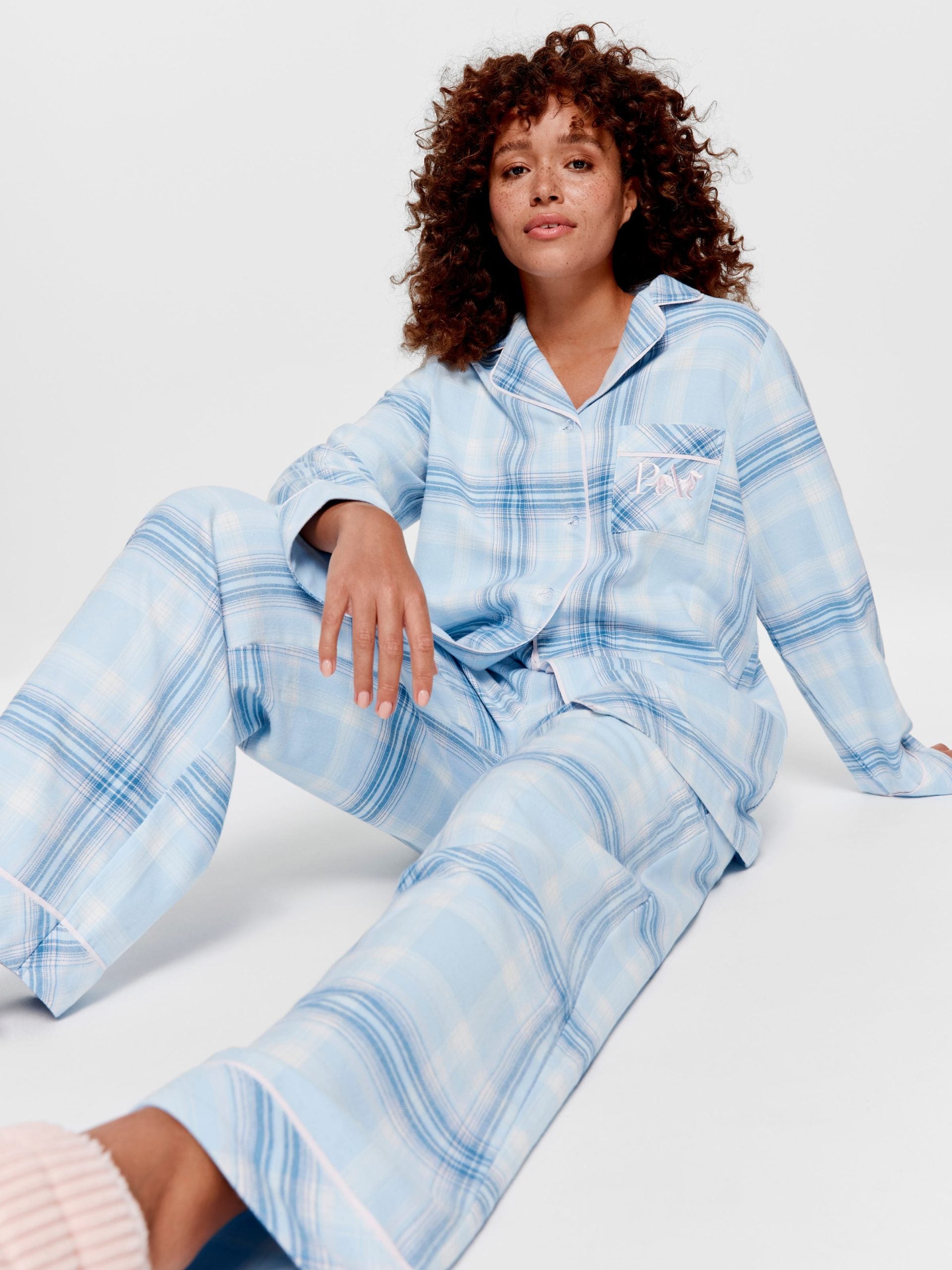 Blue Check Flannelette Classic Pj Set multi