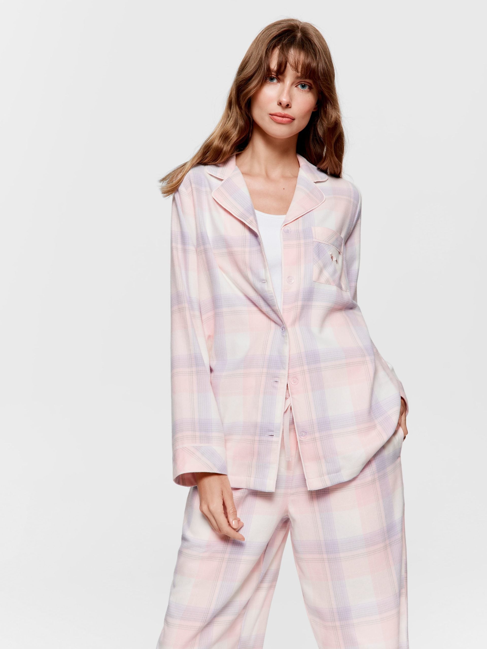 Pink & Lilac Check Flannelette Classic Pj Set multi