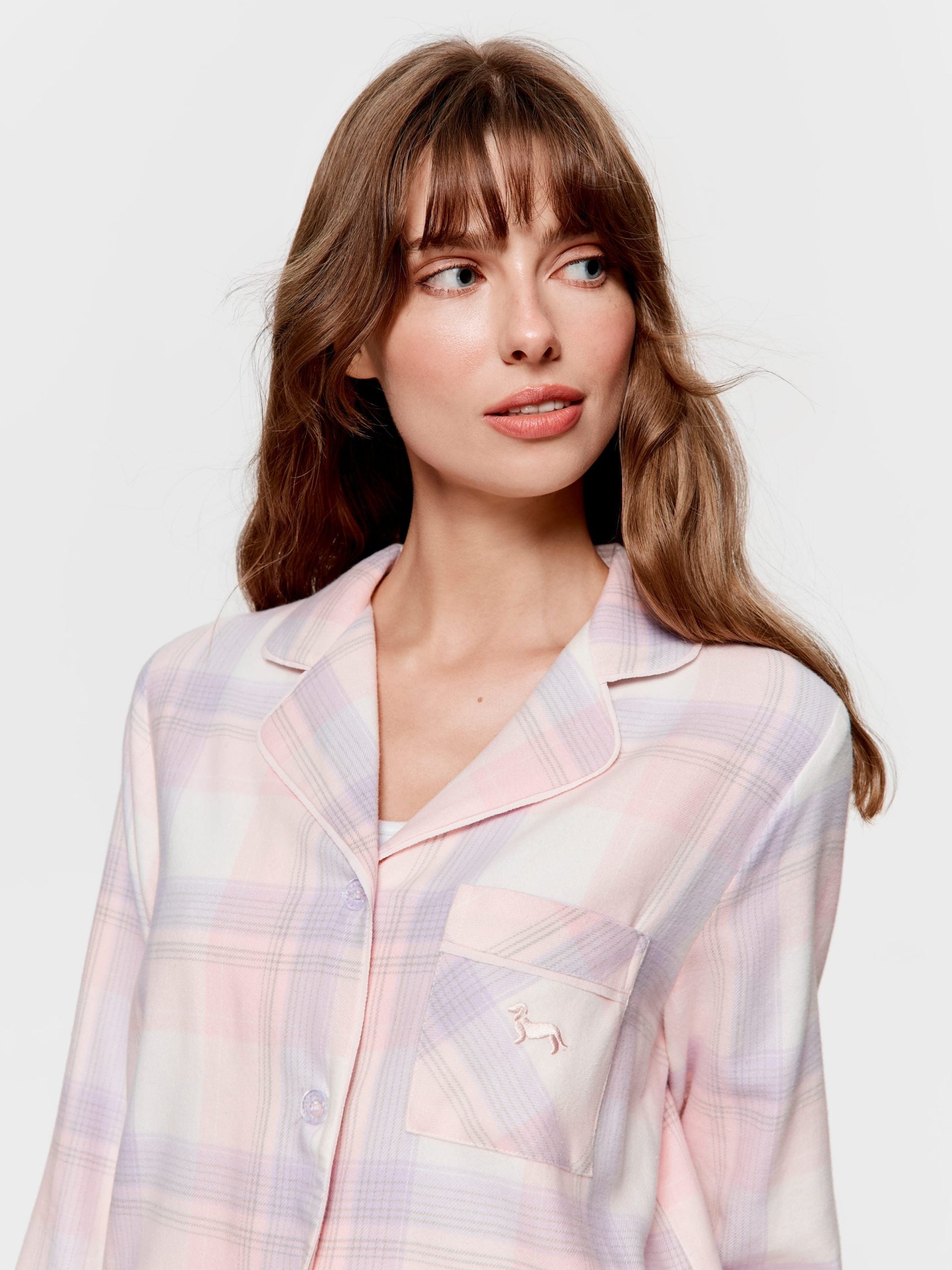 Pink & Lilac Check Flannelette Classic Pj Set multi
