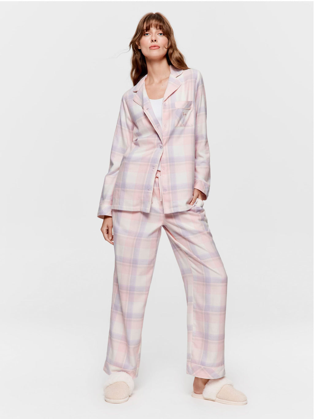 Pink & Lilac Check Flannelette Classic Pj Set multi