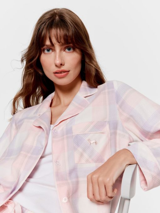 Pink & Lilac Check Flannelette Classic Pj Set multi