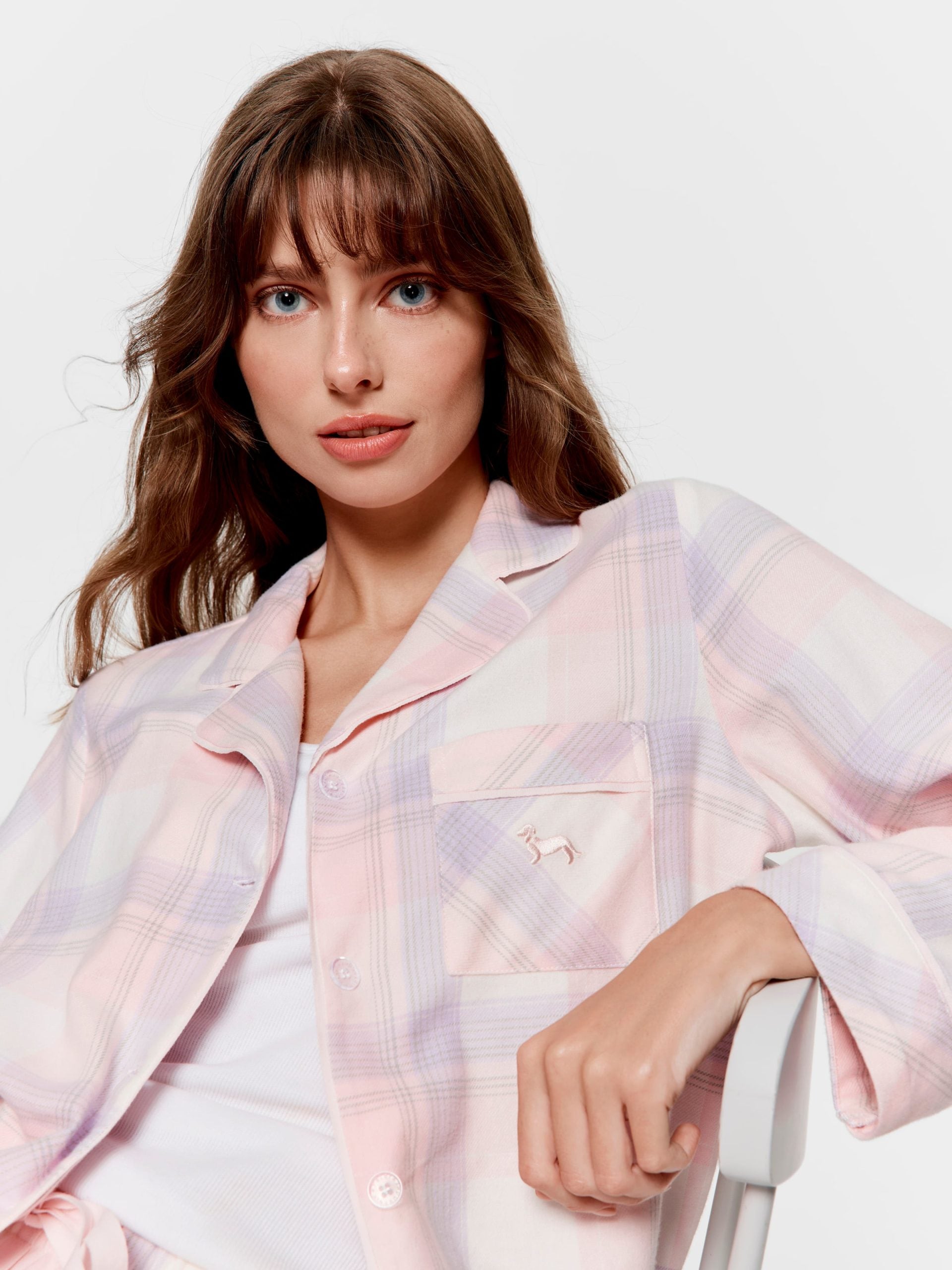 Pink & Lilac Check Flannelette Classic Pj Set multi