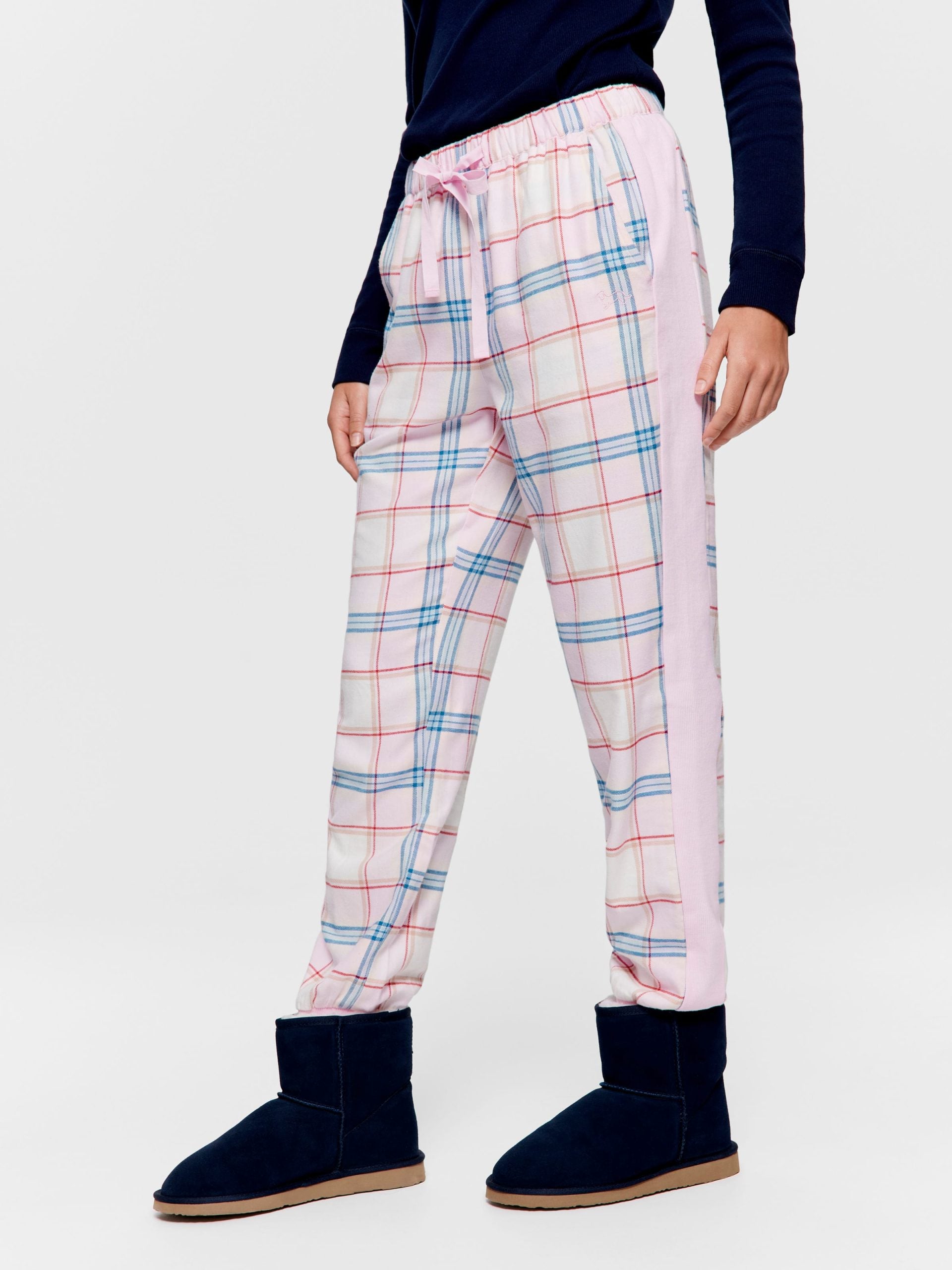 Check Pink & Navy Flannelette Cuff Pj Pant multi