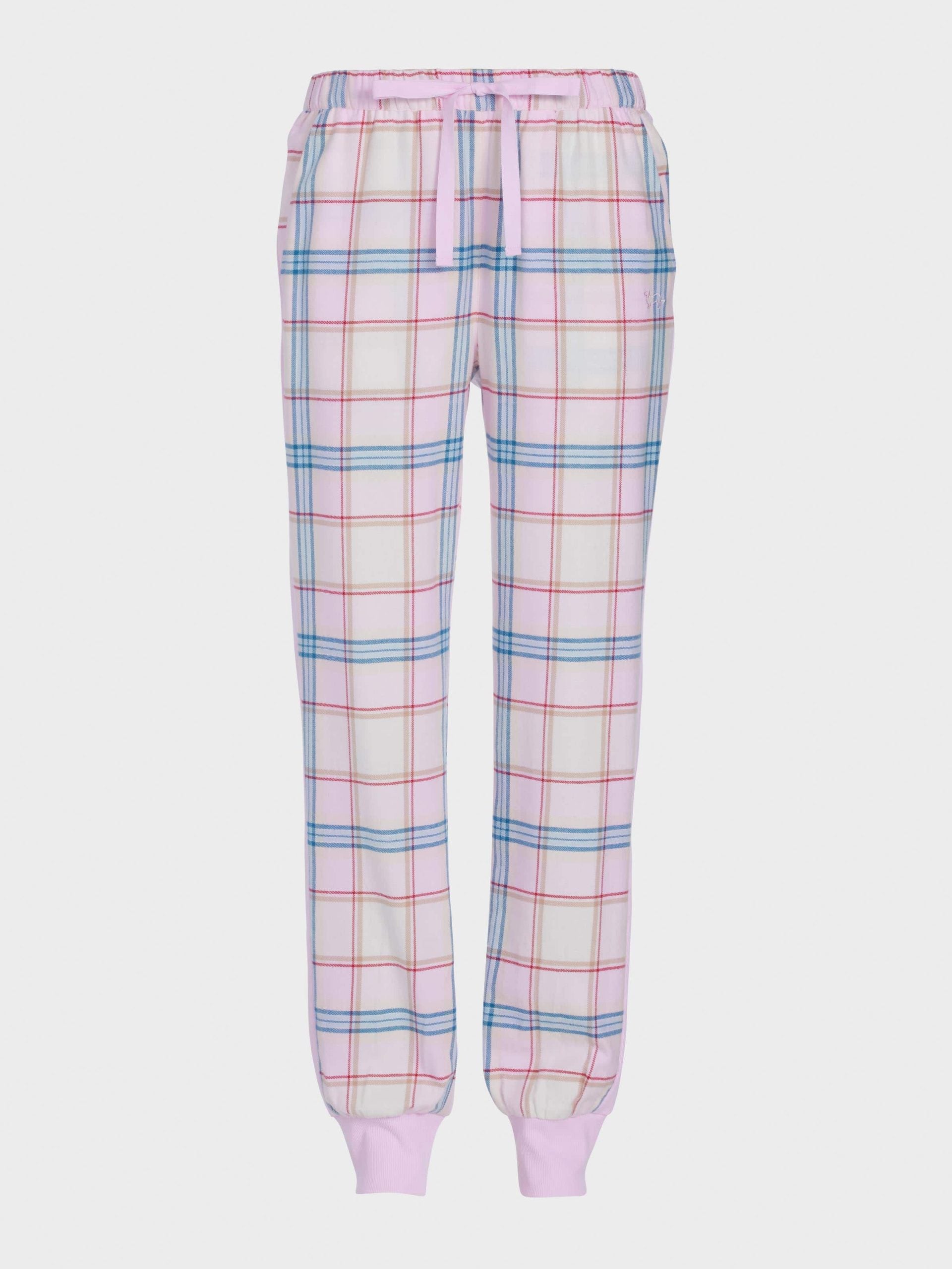 Check Pink & Navy Flannelette Cuff Pj Pant multi