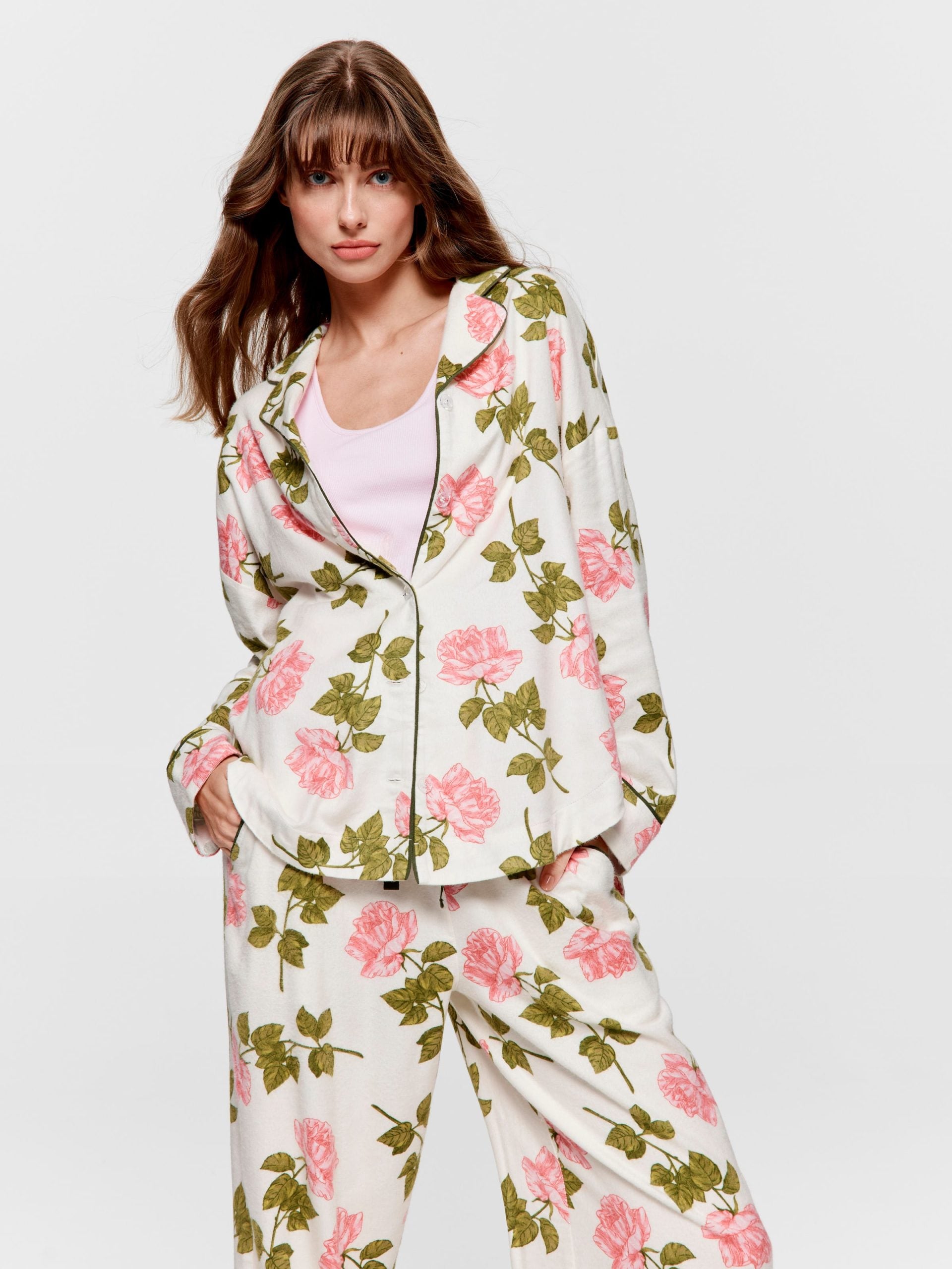 Pretty Rose Bamboo Flannelette Classic Pj Set multi