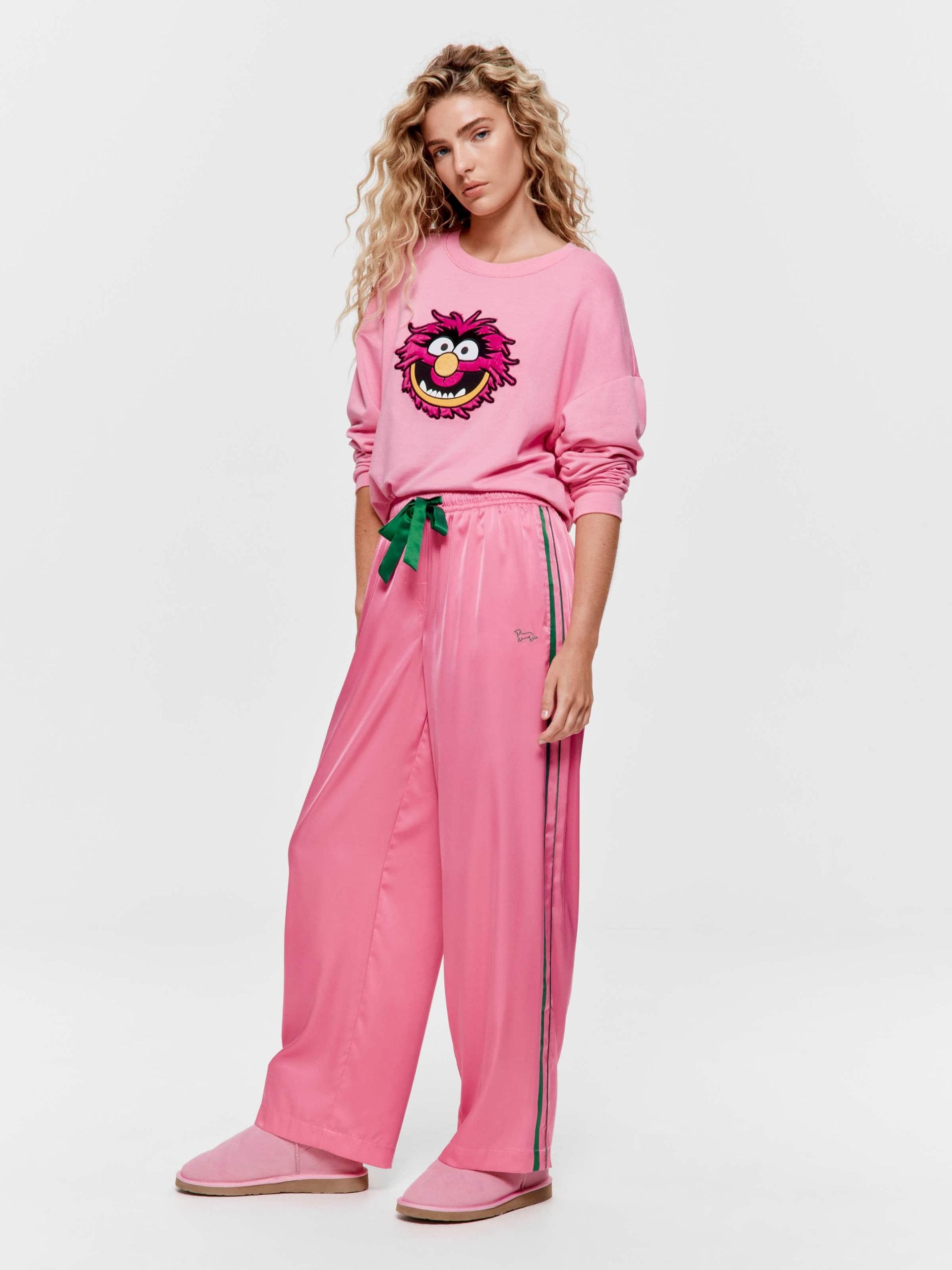 Pink Satin Wide Leg Pj Pant multi