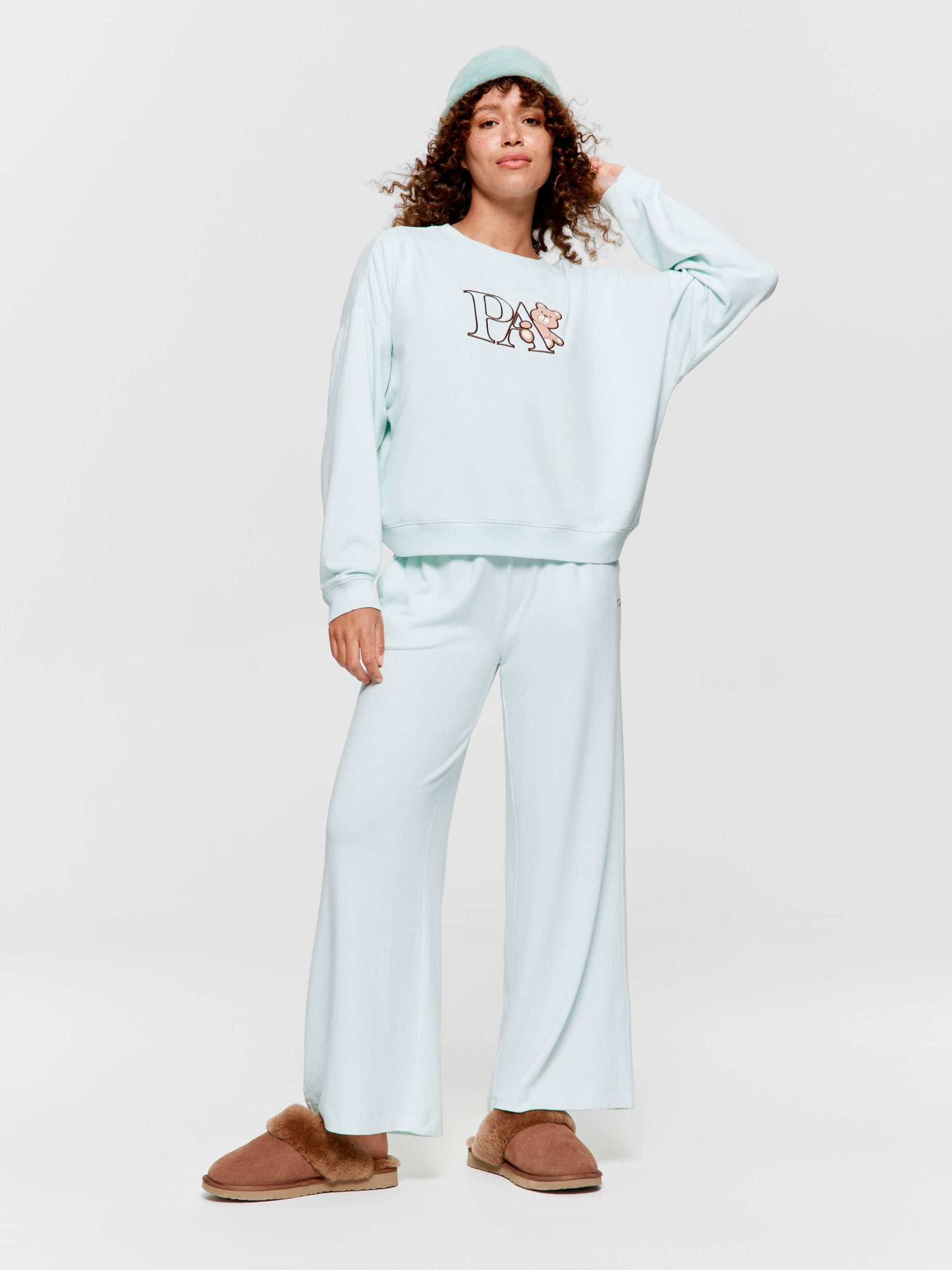 Mint Plush Logo Teddy Sweater mint