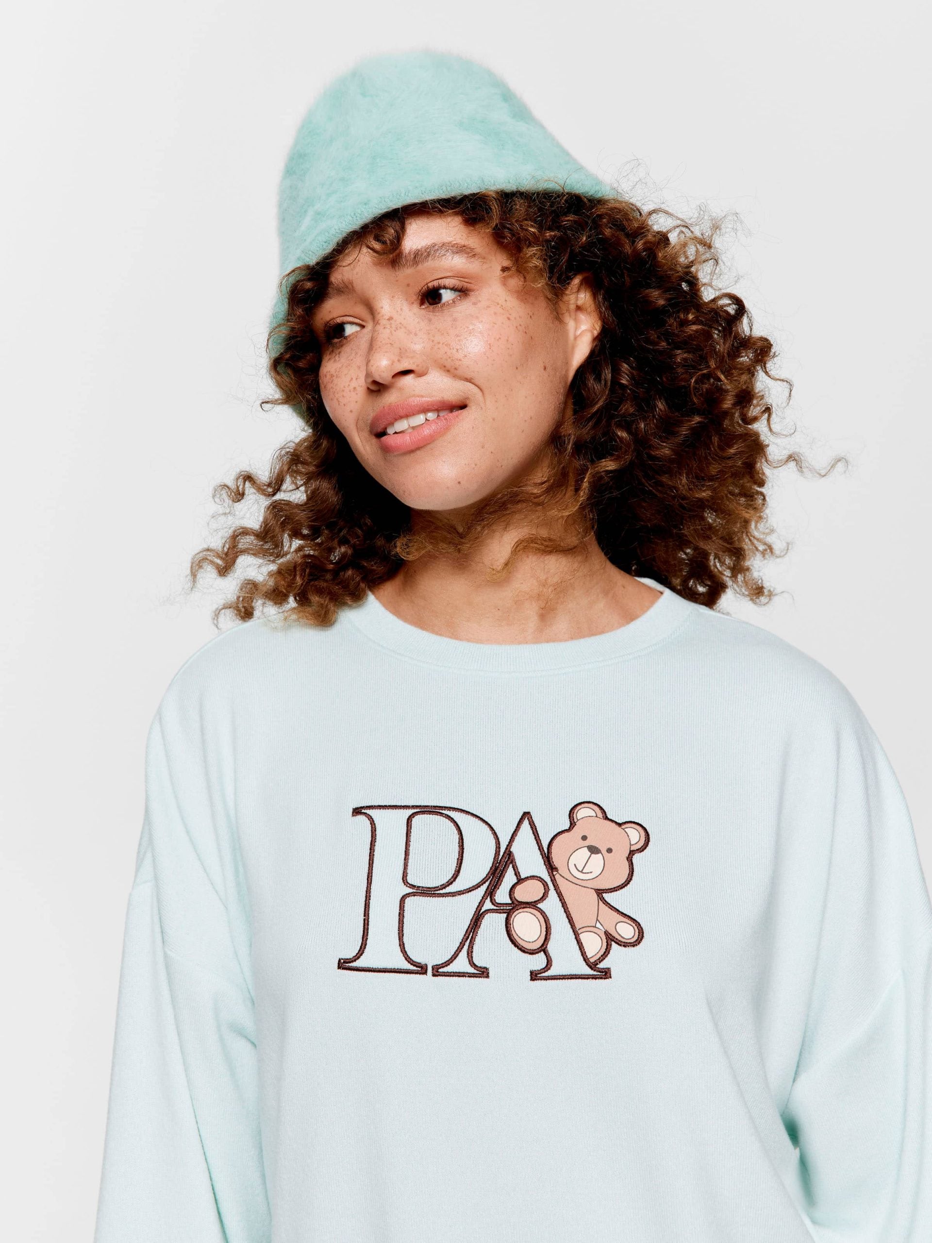 Mint Plush Logo Teddy Sweater mint